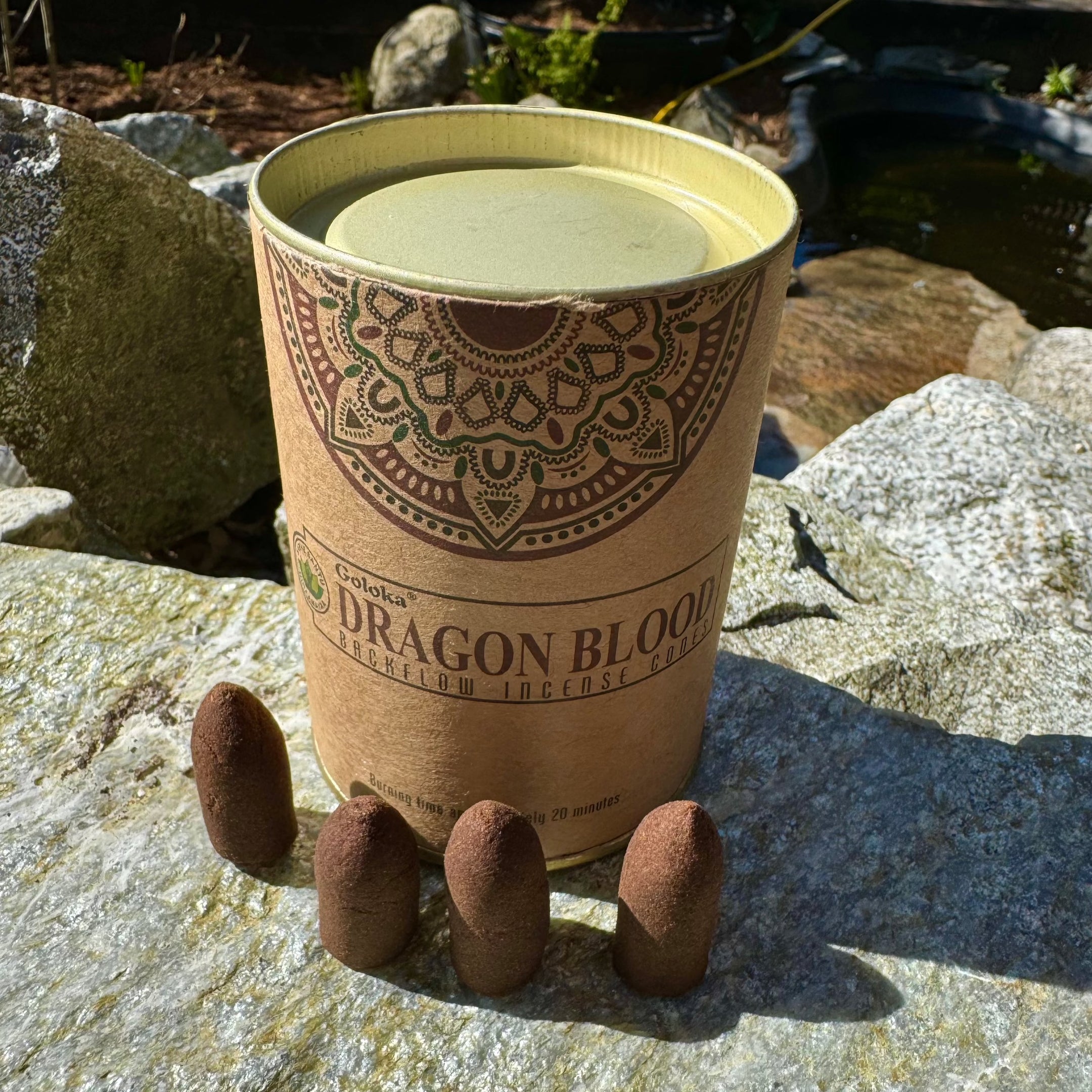 Goloka Backflow Incense Cones Can of 24 - Choose from 6 Scents for Aromatherapy and Meditation - The Celestial Boutique