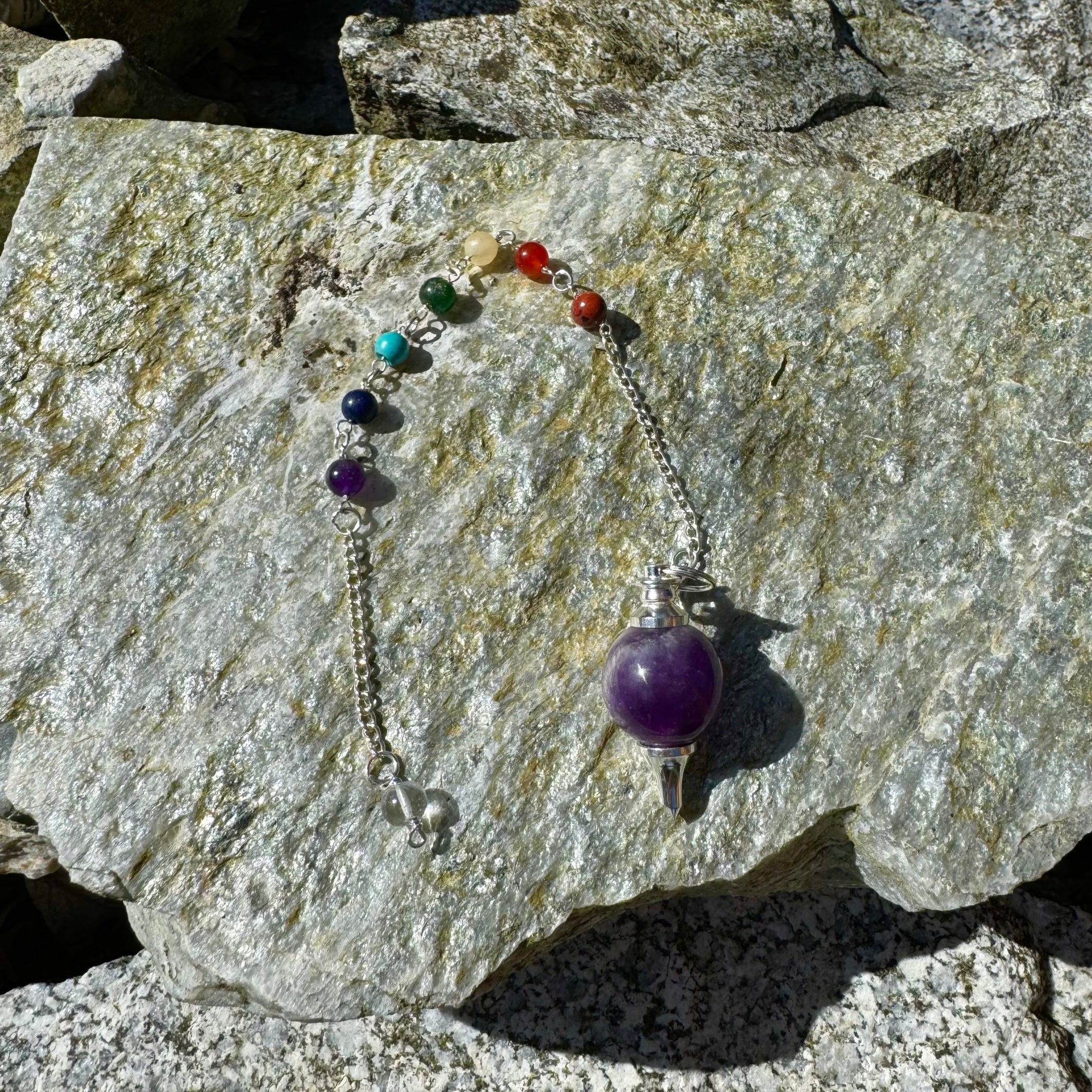 Amethyst Sephoroton Chakra Pendulum 10" Long - Premium Energy Healing Tool for Chakra Balancing and Spiritual Practice - The Celestial Boutique