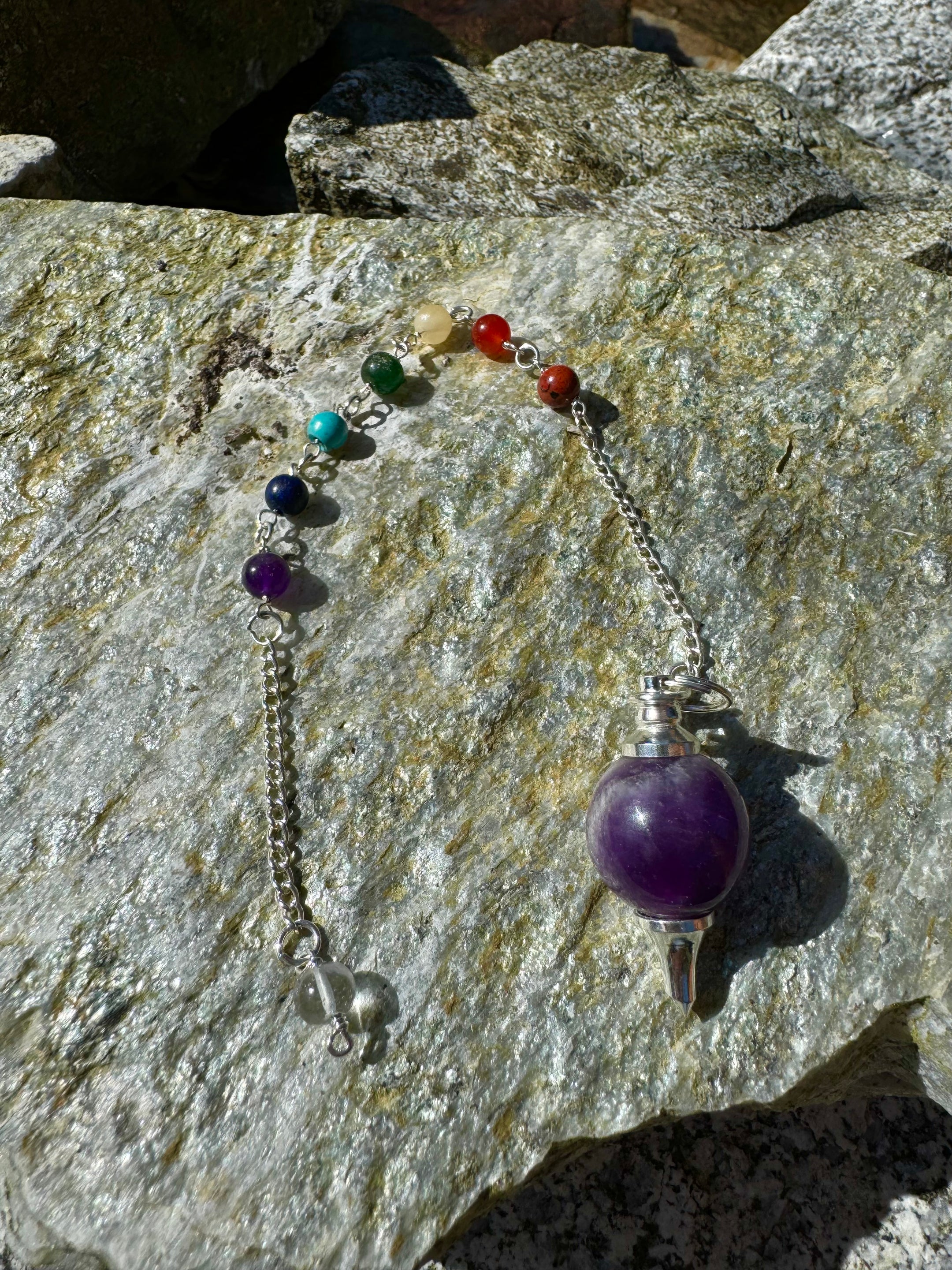 Amethyst Sephoroton Chakra Pendulum 10" Long - Premium Energy Healing Tool for Chakra Balancing and Spiritual Practice - The Celestial Boutique
