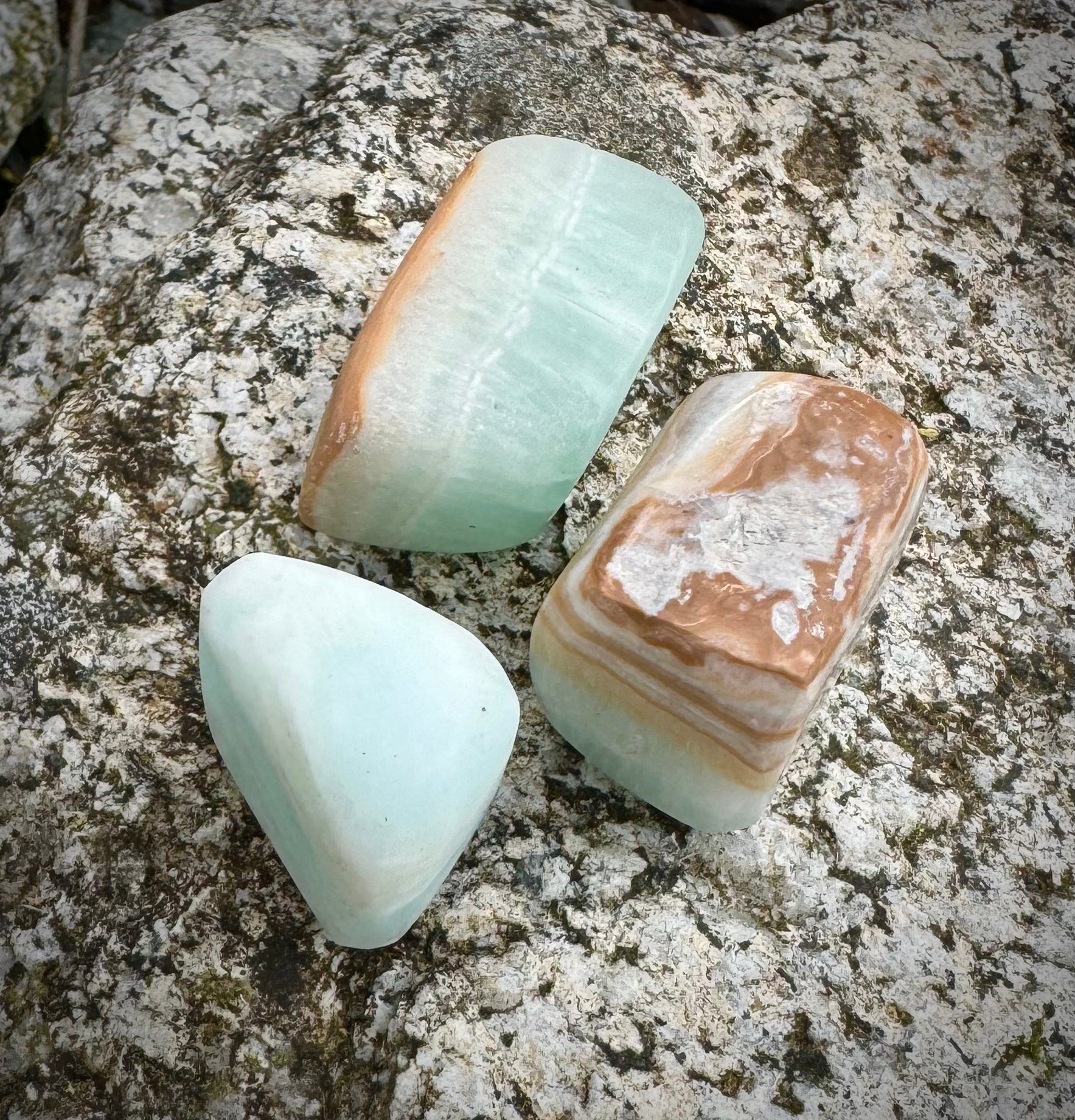 Beautiful Caribbean Calcite Tumbled Stones, Top Quality, Available in Packs of 1, 3, 4, or 5 Stones - The Celestial Boutique