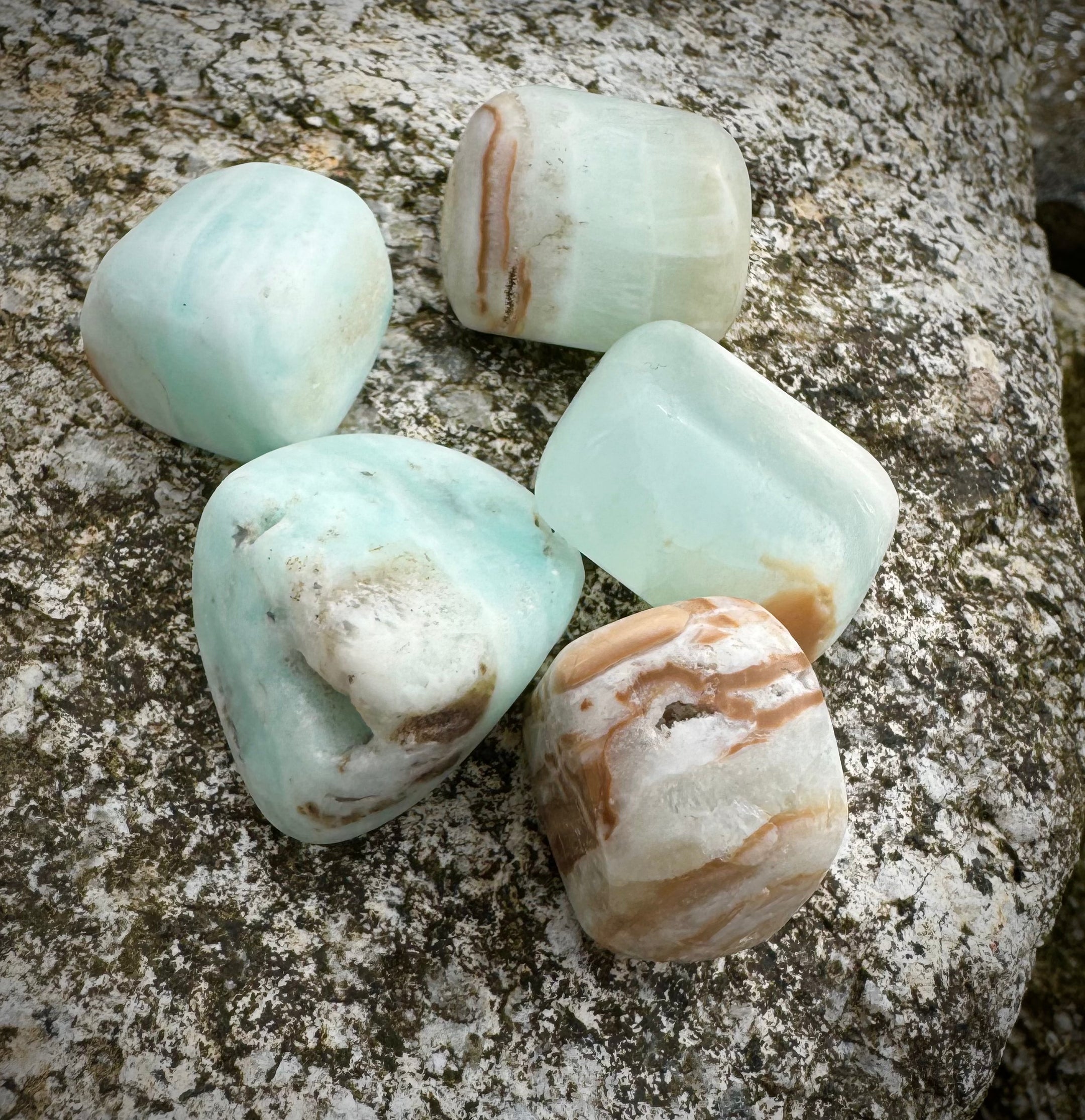 Beautiful Caribbean Calcite Tumbled Stones, Top Quality, Available in Packs of 1, 3, 4, or 5 Stones - The Celestial Boutique