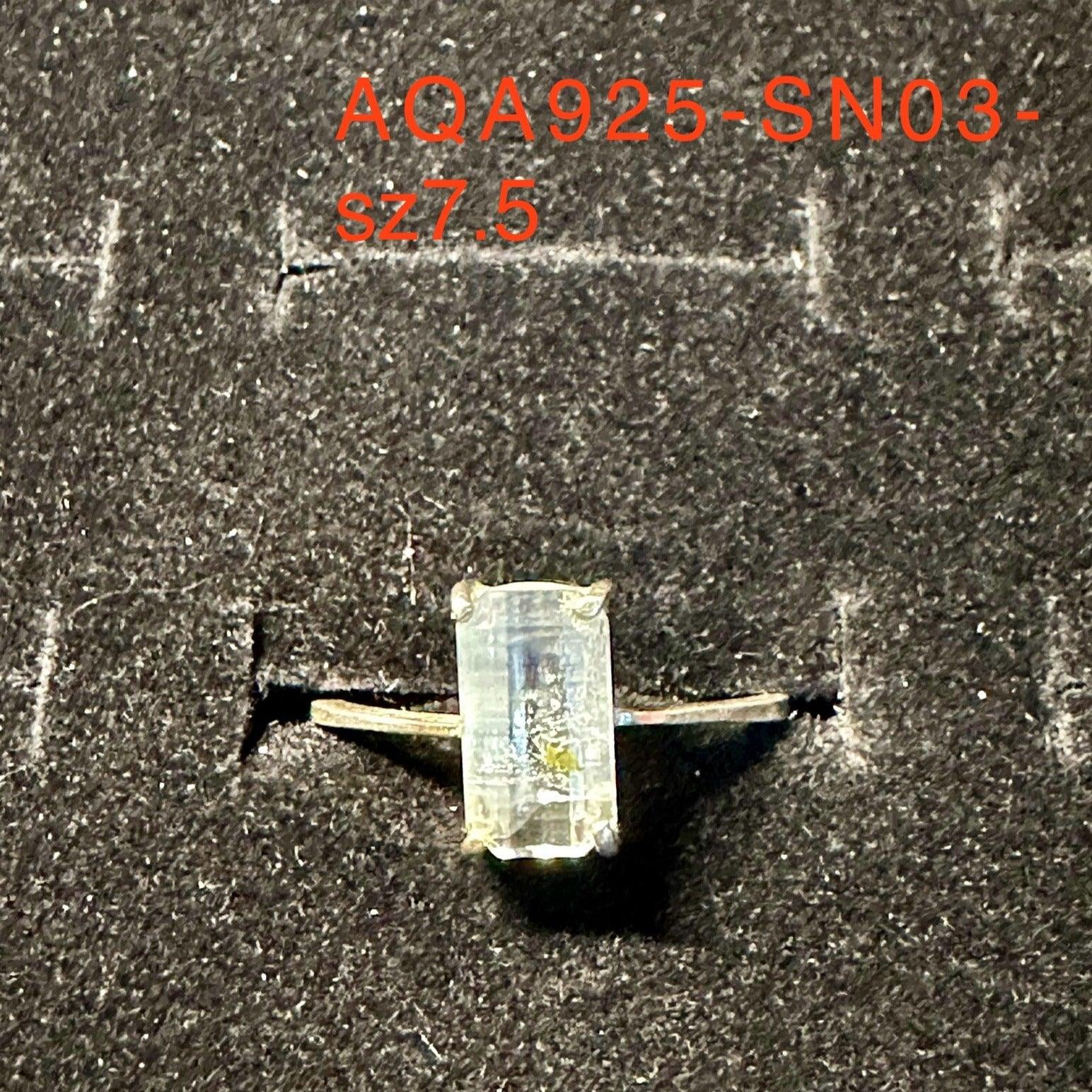 Aquamarine Faceted Sterling Silver .925 Ring, Beautiful and Authentic! Size 7.5 - The Celestial Boutique