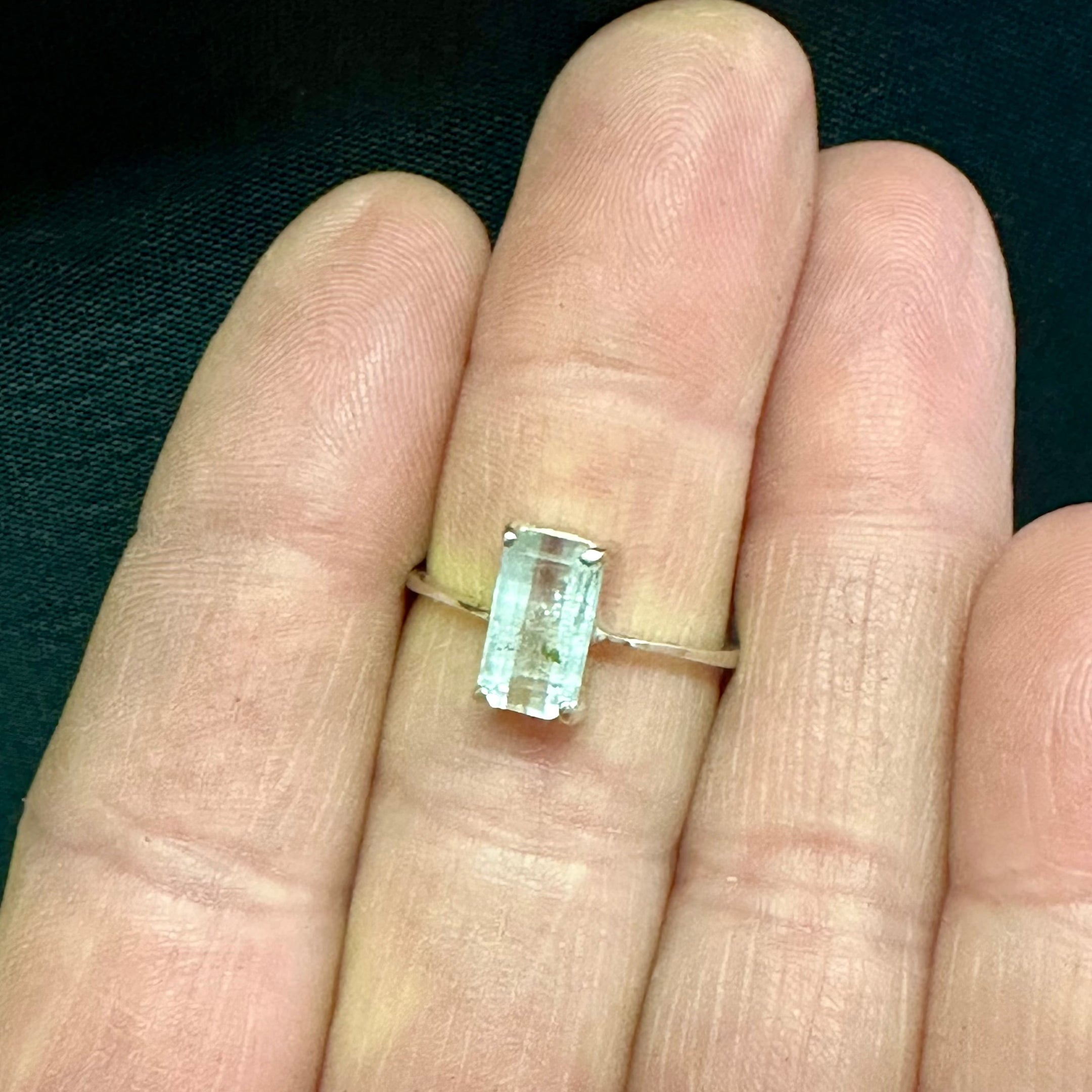 Aquamarine Faceted Sterling Silver .925 Ring, Beautiful and Authentic! Size 7.5 - The Celestial Boutique