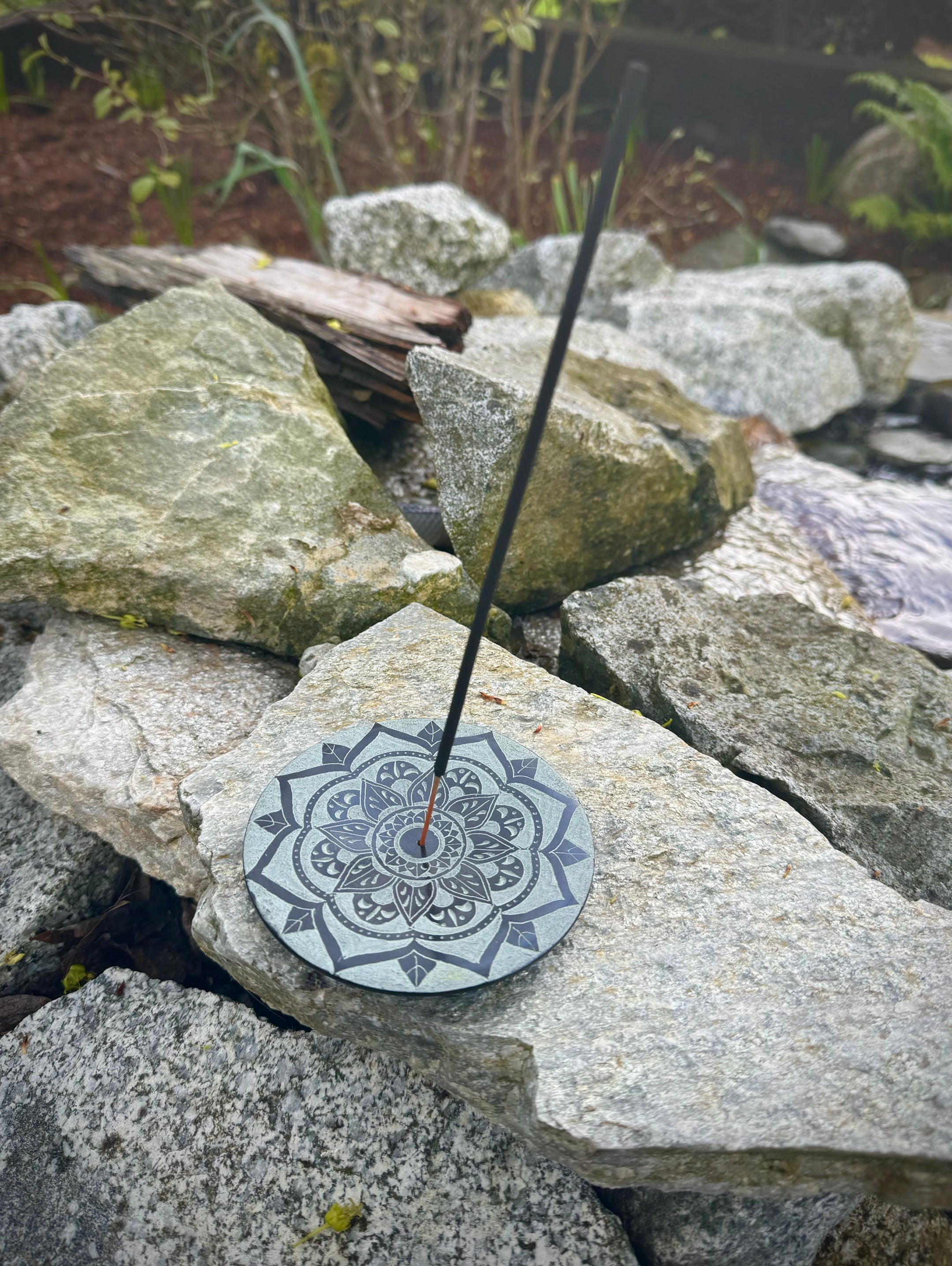 Soapstone Mandela Incense Holder 4" - Elegant and Durable Holder for Incense Sticks and Cones - The Celestial Boutique