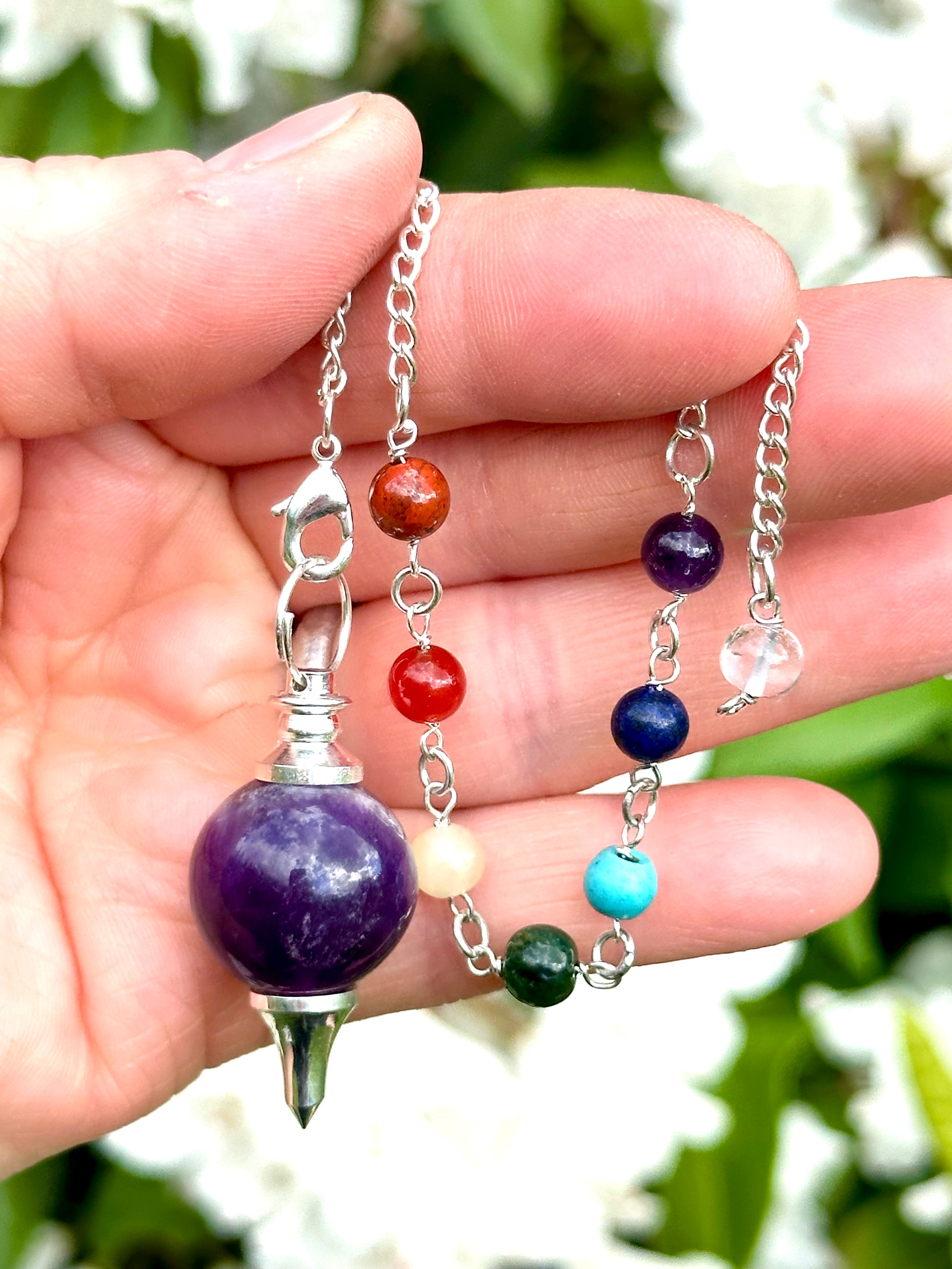 Amethyst Sephoroton Chakra Pendulum 10" Long - Premium Energy Healing Tool for Chakra Balancing and Spiritual Practice - The Celestial Boutique