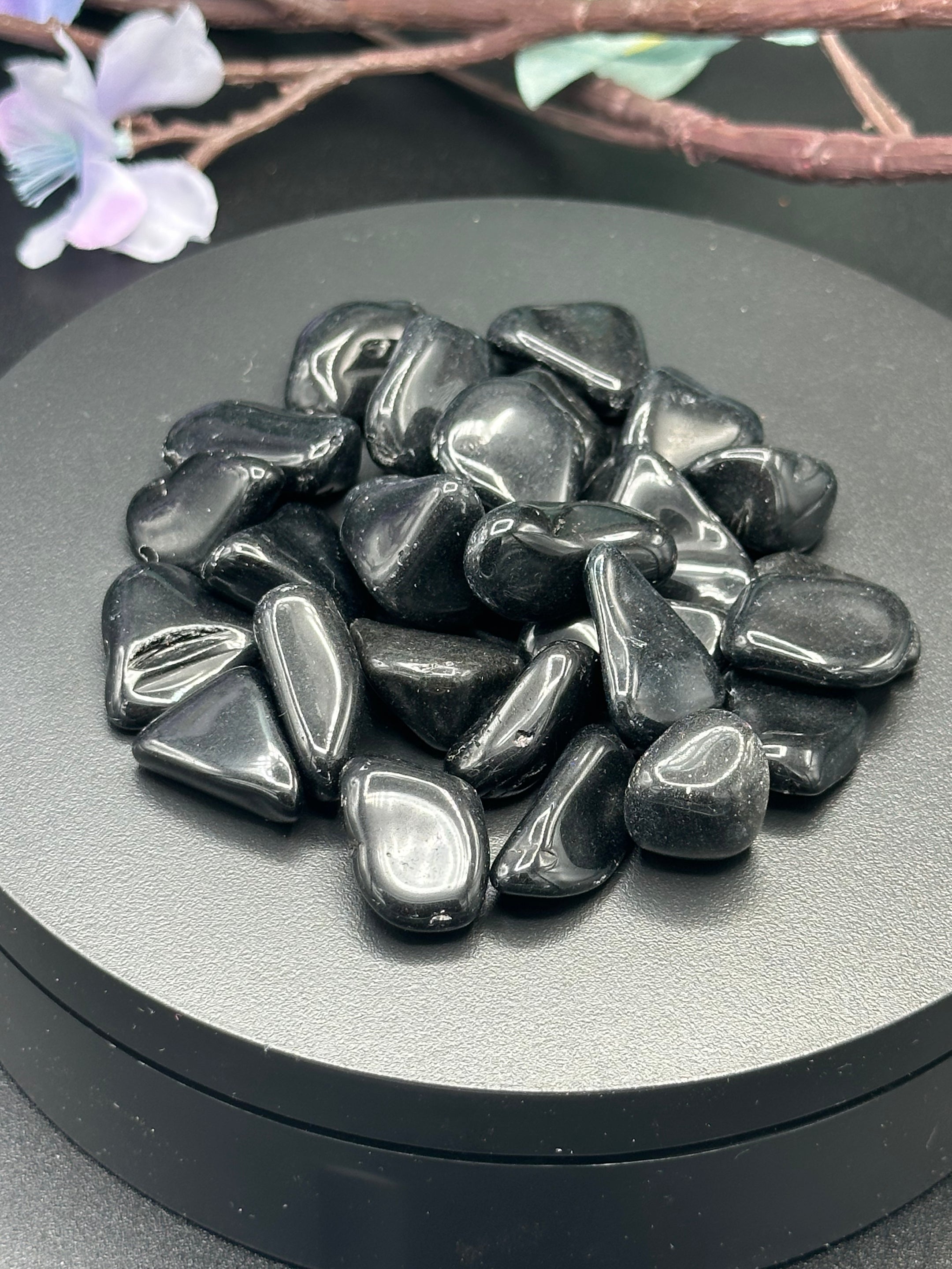 Beautiful Black Obsidian Tumbled Stones from Brazil - Top Quality, Available in Packs of 50 Grams and 100 Grams for Healing and Home Decor - The Celestial Boutique