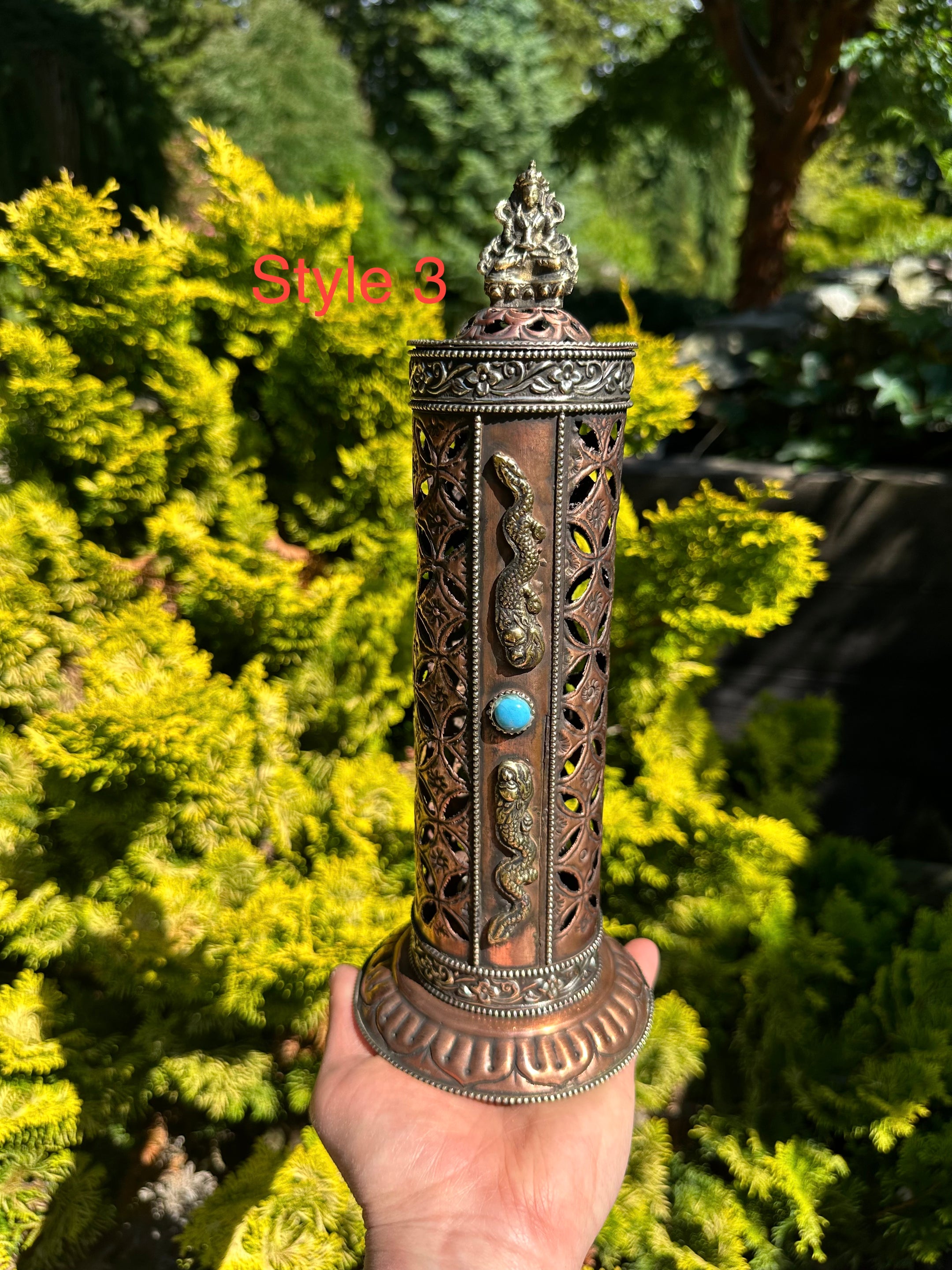 Tibetan Handmade Pure copper Incense Burner - Holder, Beautiful Artisan Craftmanship, Imported from Nepal, Buddhist Incense - The Celestial Boutique