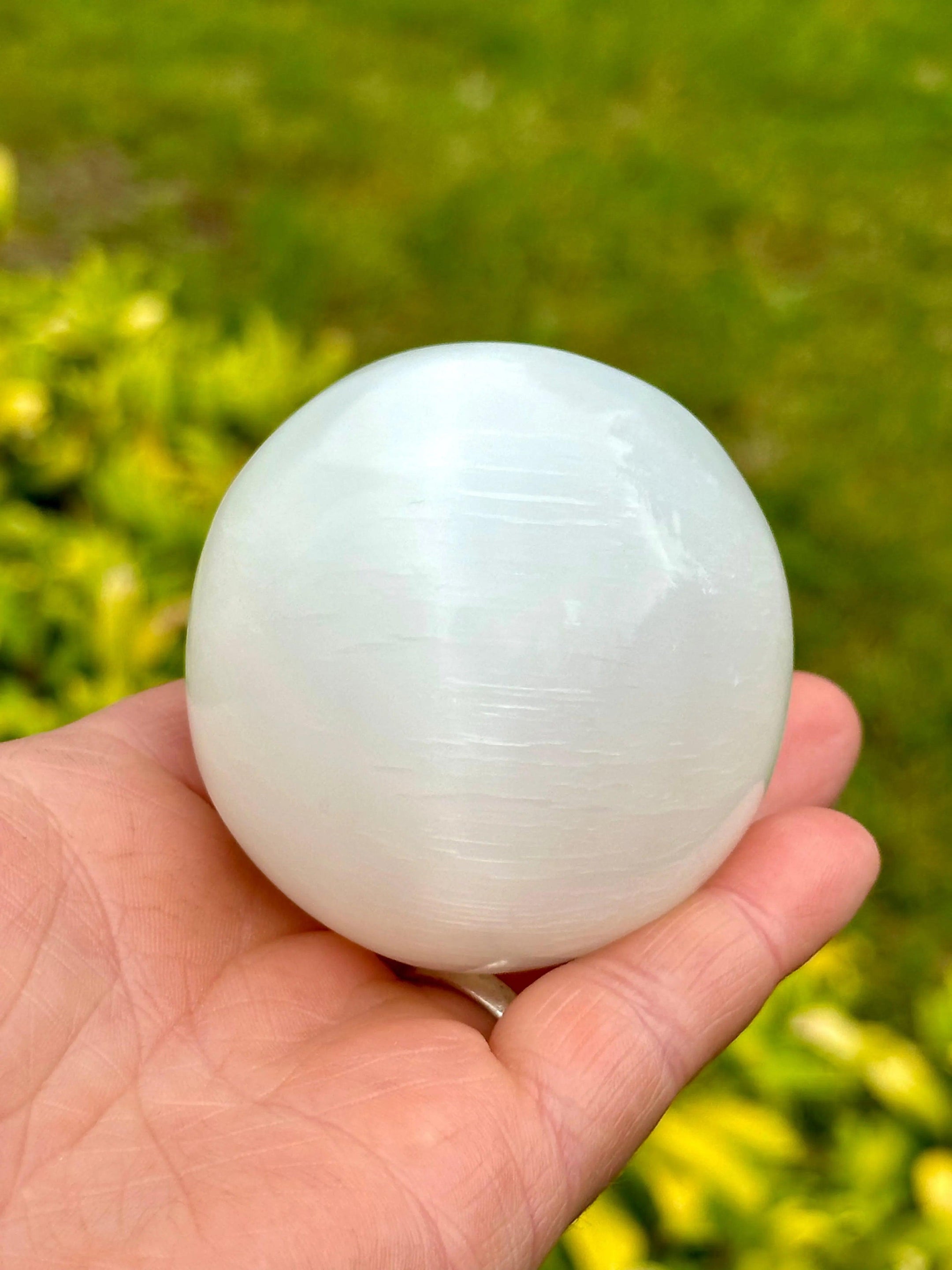 Beautiful Natural Selenite Spheres imported from from Brazil, Average 58mm and 250 grams, Energy Cleansing - The Celestial Boutique