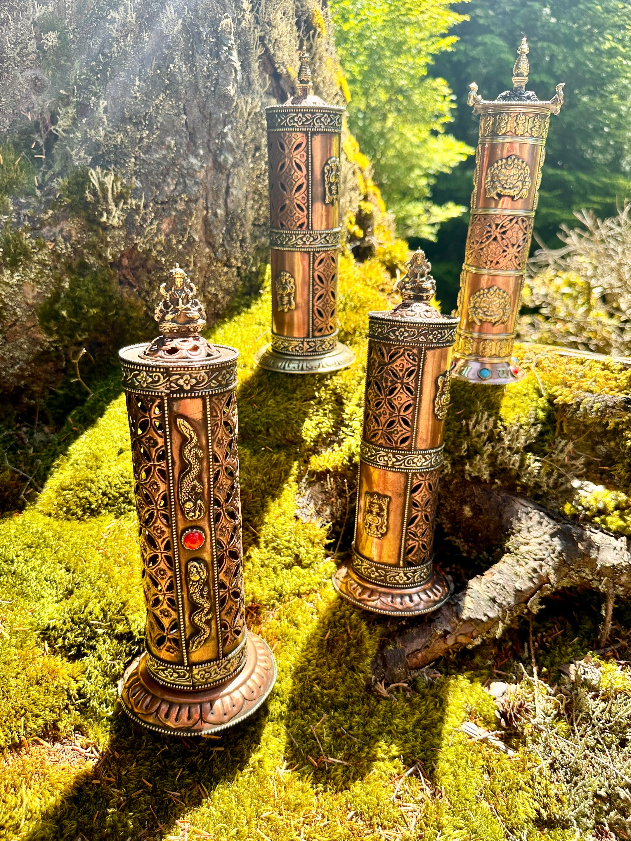 Tibetan Handmade Pure copper Incense Burner - Holder, Beautiful Artisan Craftmanship, Imported from Nepal, Buddhist Incense - The Celestial Boutique