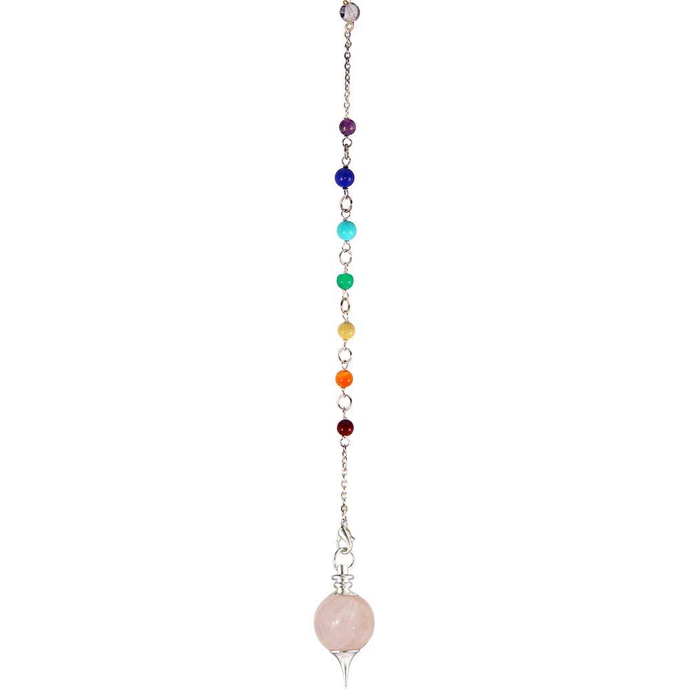 Rose Quartz Sephoroton Chakra Pendulum 10" Long - Elegant Energy Healing Tool for Chakra Balancing and Spiritual Growth - The Celestial Boutique