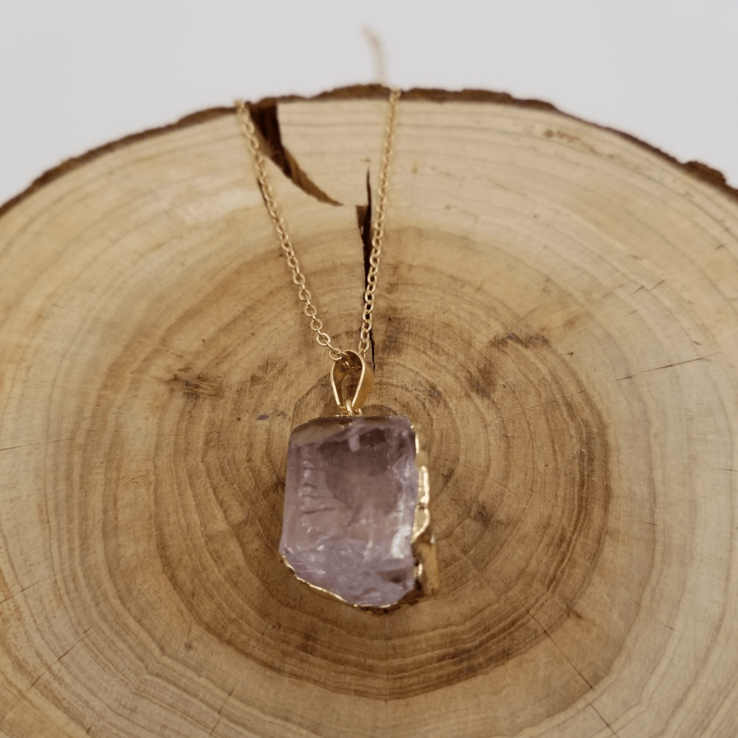 Natural Rough Amethyst Gold Plated Semi Precious Necklace, Beautiful Gemstone Jewelry, Healing Crystal, Unique Gift, Elegant Design - The Celestial Boutique