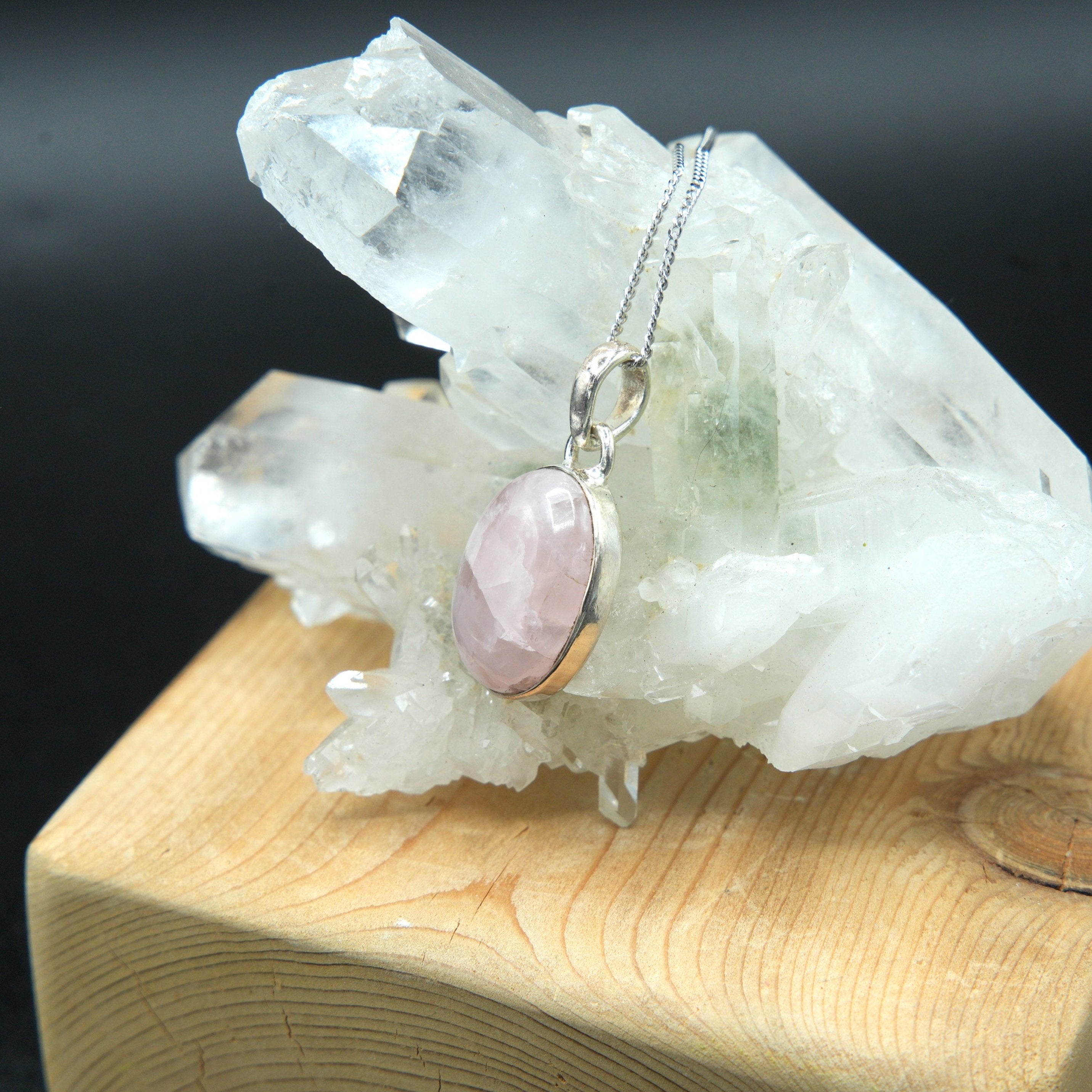 Rose discount Quartz Pendant,925 Sterling Silver Pendant,Vintage Pendant,Healing Stone,Natural Gemstone,Large Pendant, Birthday Gift, Elegant Pendant