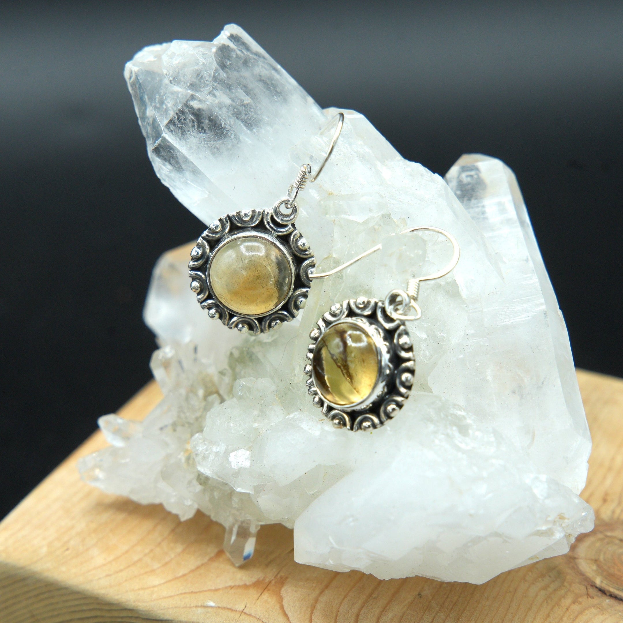 Citrine Earrings in Sterling Silver, Handmade Jewelry, Celestial Elegance, Joy and Abundance Gift, Unique Yellow Gemstone Earrings ER35