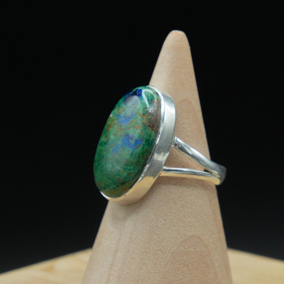 Chrysocolla Ring in Sterling Silver, Handmade Jewelry, Size 7, Celestial Elegance, Communication and Healing Gift