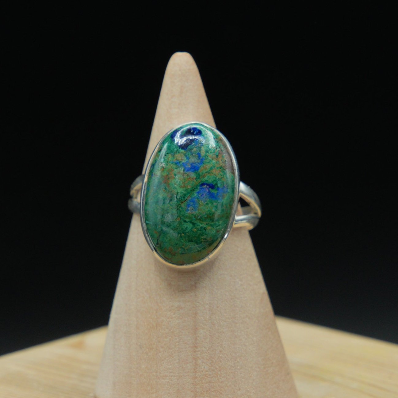 Chrysocolla Ring in Sterling Silver, Handmade Jewelry, Size 7, Celestial Elegance, Communication and Healing Gift