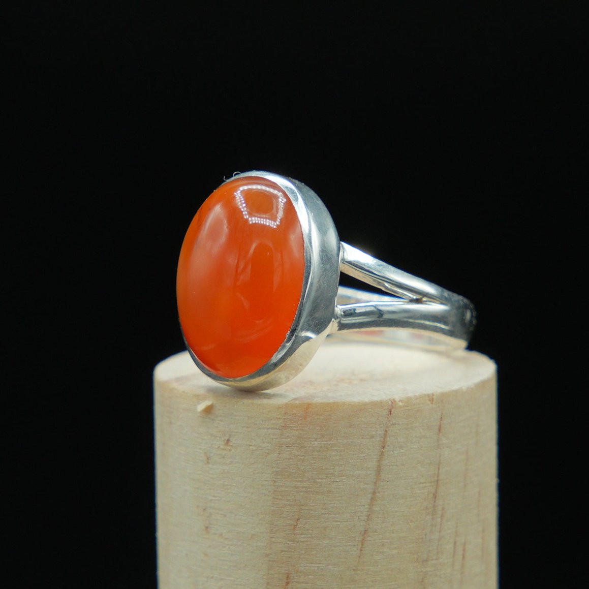 Carnelian Ring in Sterling Silver, Handmade Jewelry, Size 6, Celestial Elegance, Courage and Creativity Gift