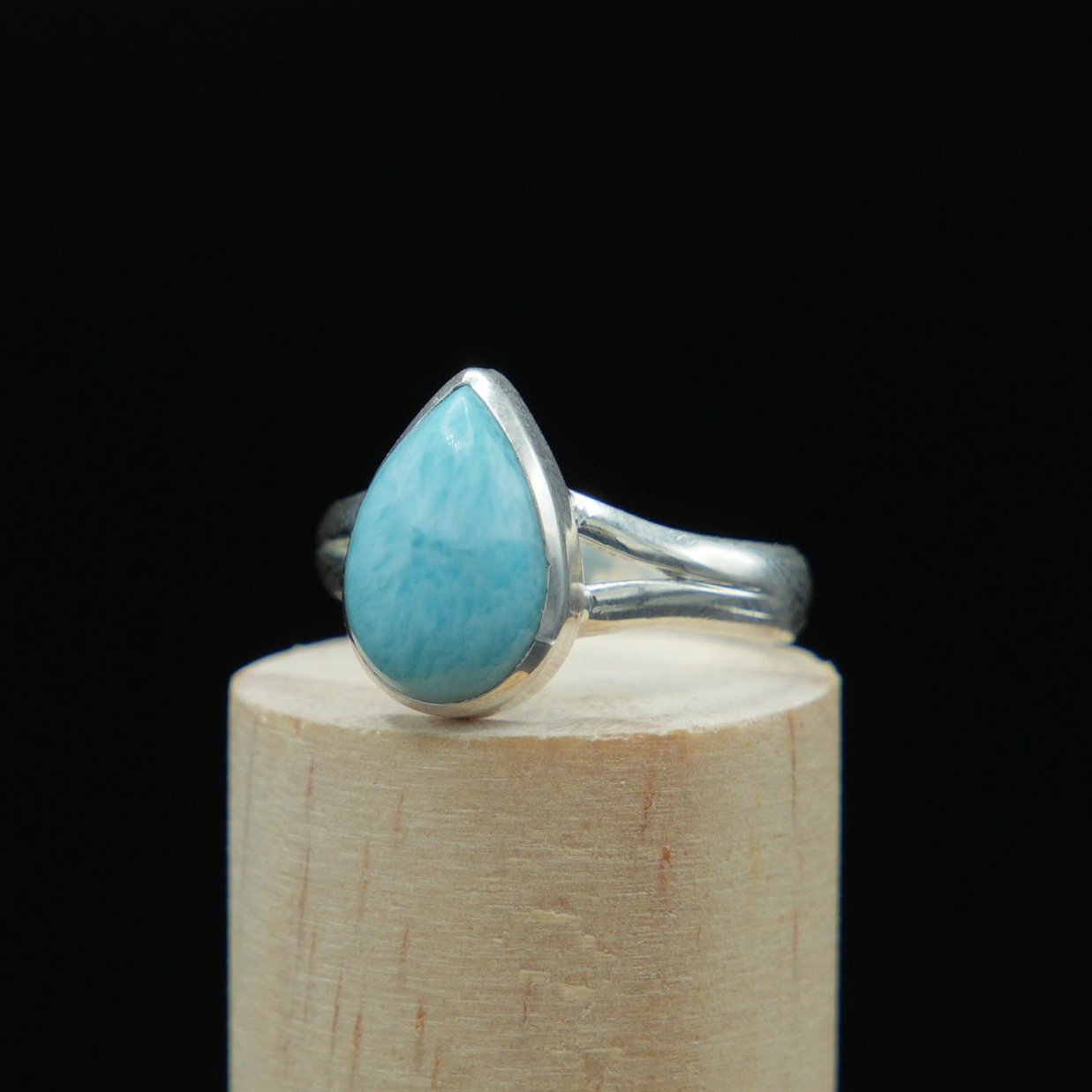 Bague en cristal Larimar - Argent sterling 925, belle et authentique, taille 9