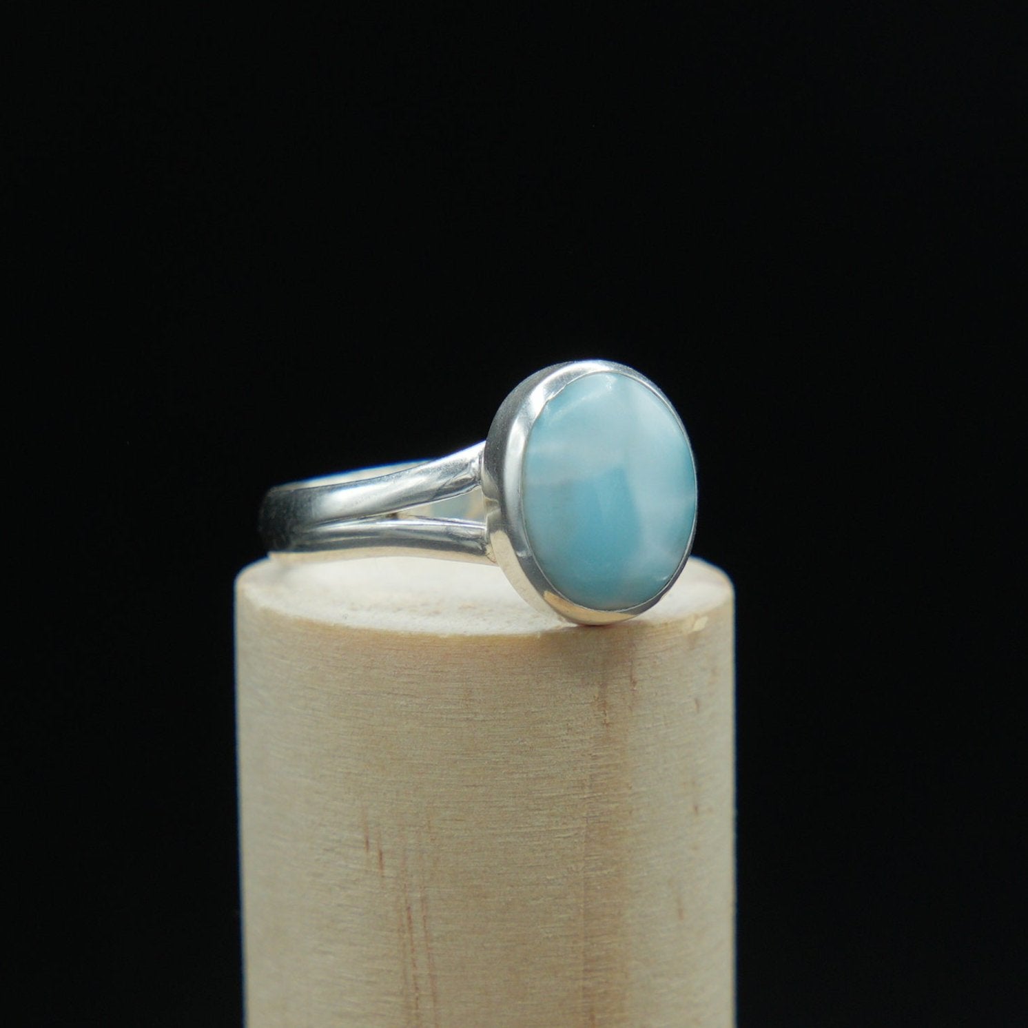 Bague en cristal Larimar - Argent sterling 925, belle et authentique, taille 9