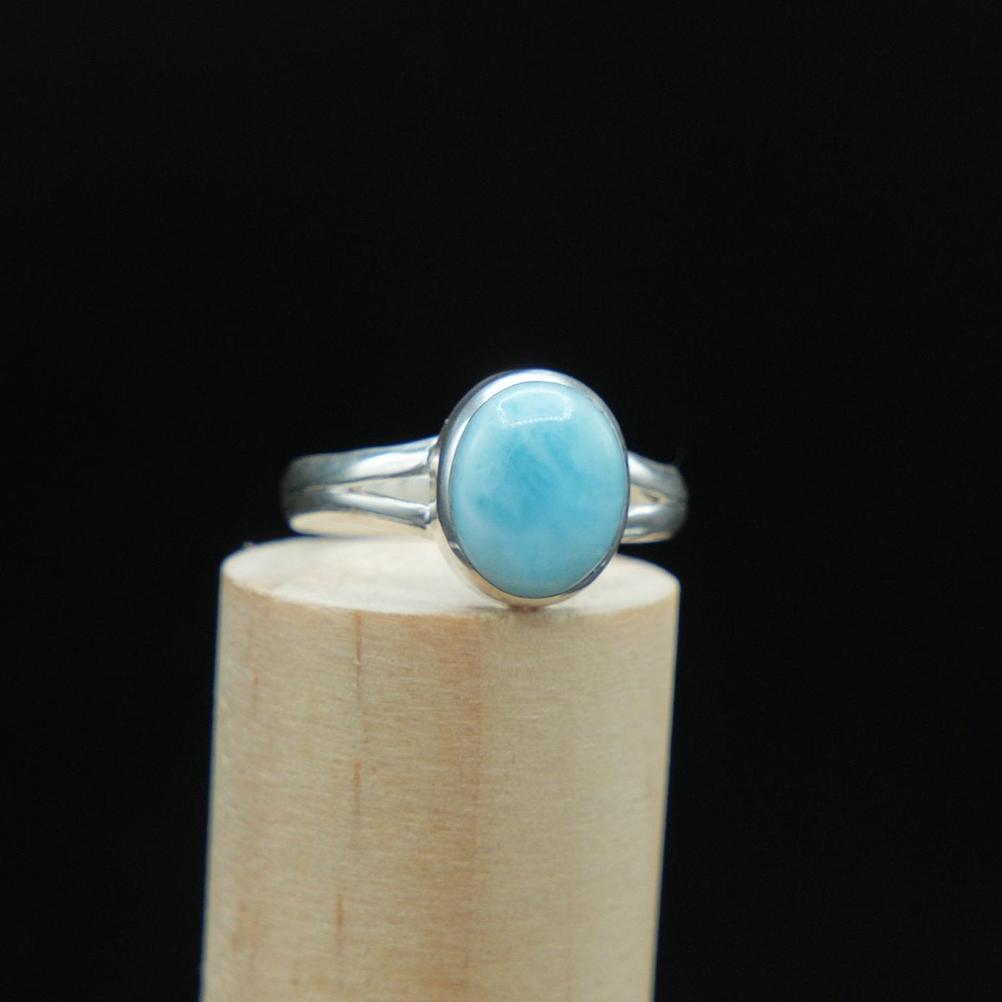 Bague en cristal Larimar - Argent sterling 925, belle et authentique, taille 9