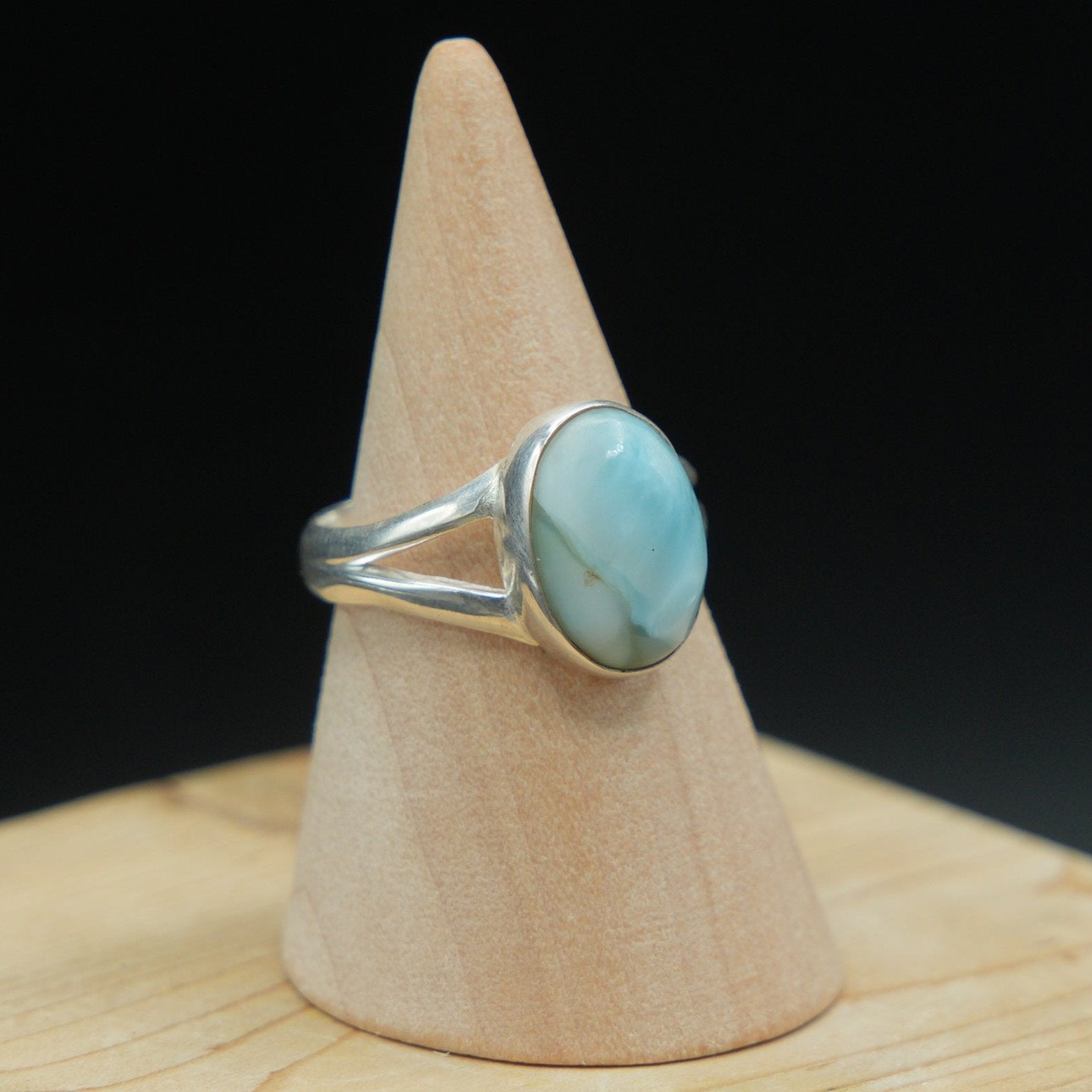 Bague en cristal Larimar - Argent sterling 925, belle et authentique, taille 9