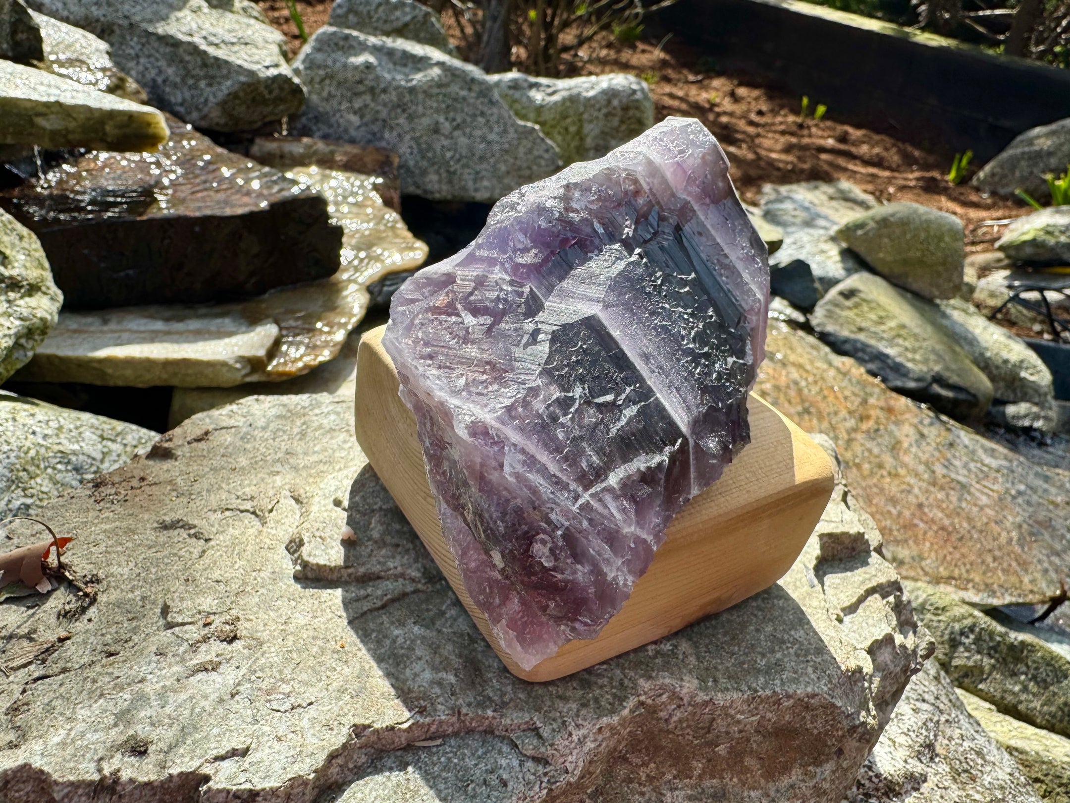 Natural Auralite 23 Point with Dusty Red Cap 347g, Authentic, Beautiful, Rare Gemstone, Healing Crystal, Statement Piece - The Celestial Boutique