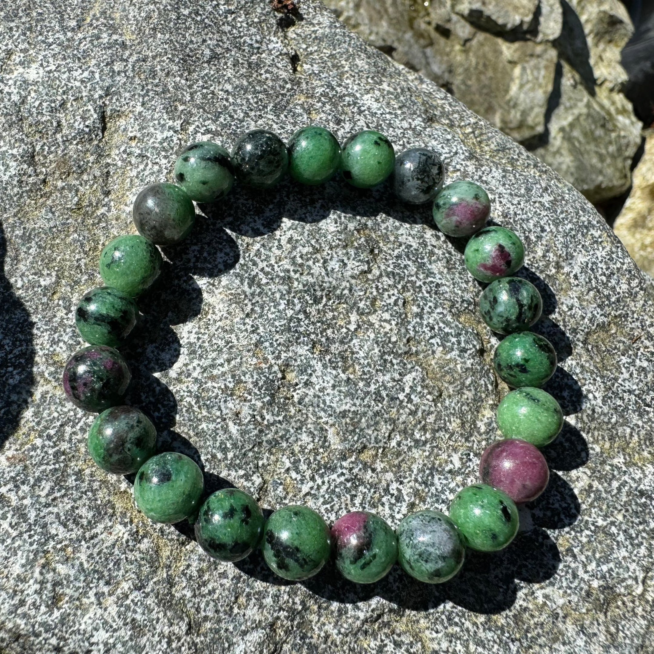 Bracelet de perles Ruby Zoisite 8mm naturel, bande extensible, bijoux en pierres précieuses faits à la main, cristal de guérison, cadeau unisexe, bracelet harmonie