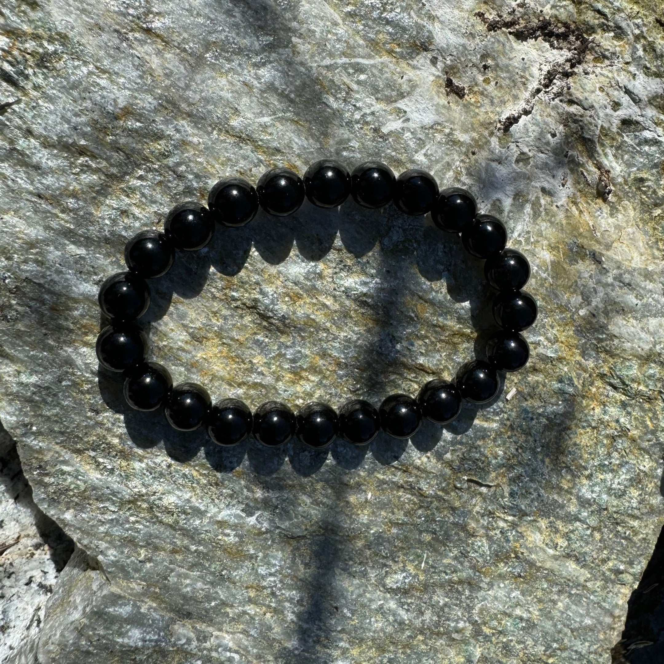 Bracelet de perles d’obsidienne noire naturelle de 8 mm, bande extensible, bijoux en pierres précieuses faits à la main, cristal de guérison, cadeau unisexe, bracelet de protection