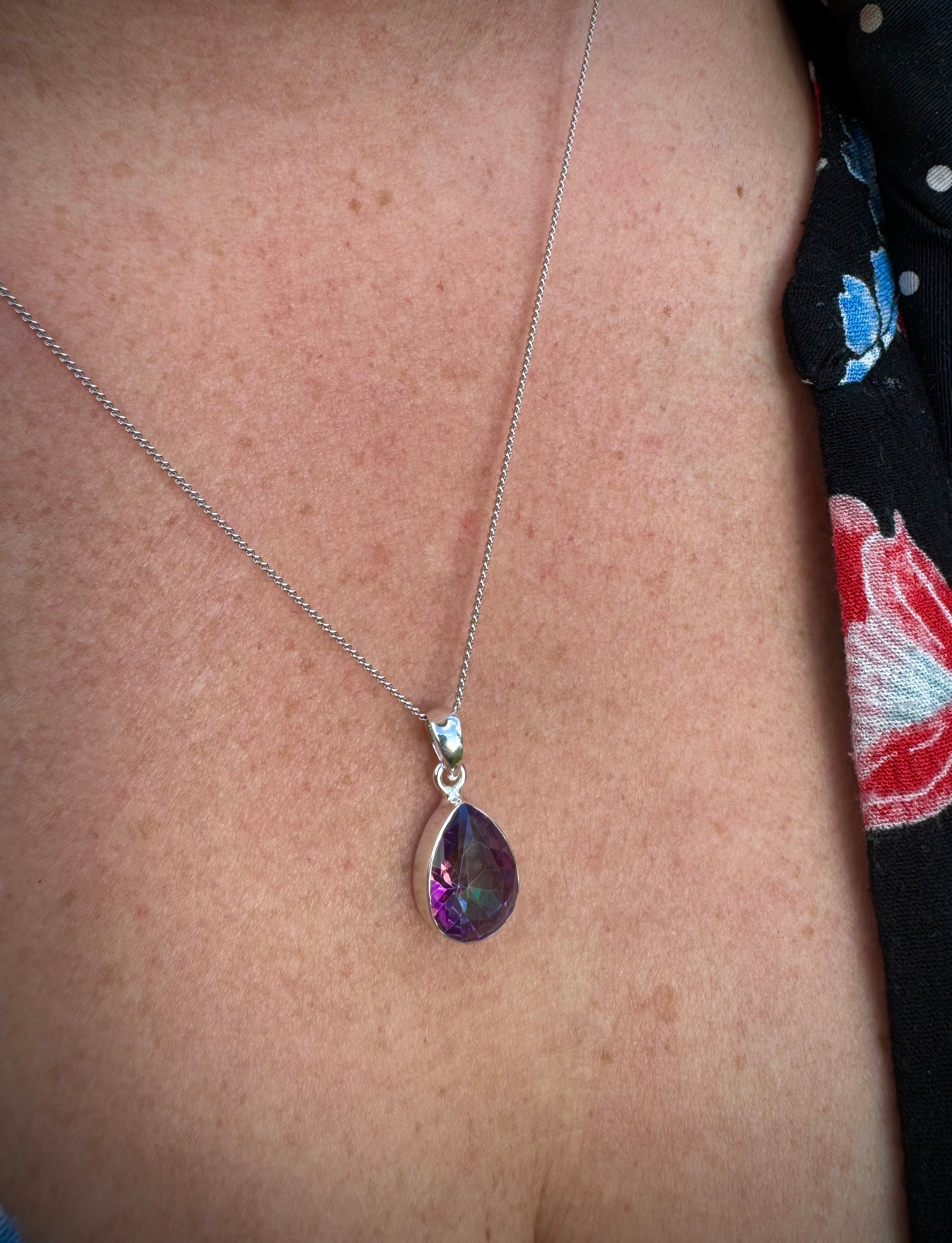 Mystic Topaz Faceted Pendant Necklace - 925 Sterling Silver, Beautiful with or without Chain! - The Celestial Boutique