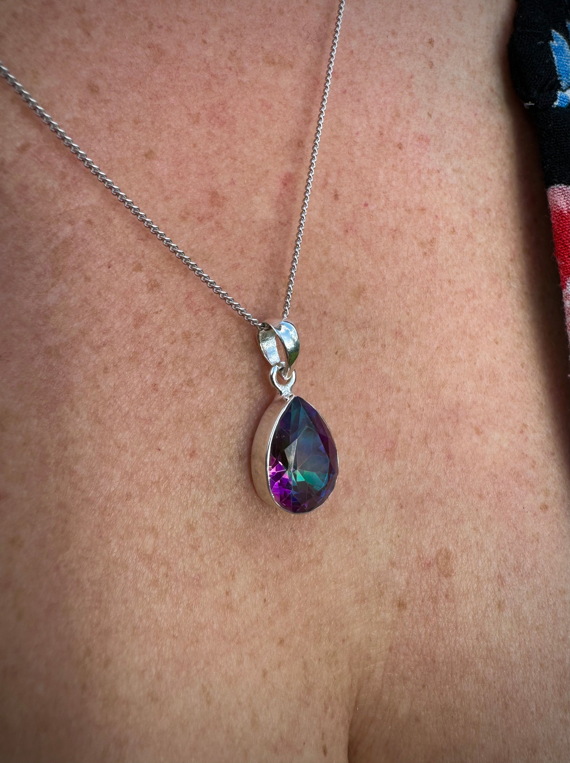 Mystic Topaz Faceted Pendant Necklace - 925 Sterling Silver, Beautiful with or without Chain! - The Celestial Boutique