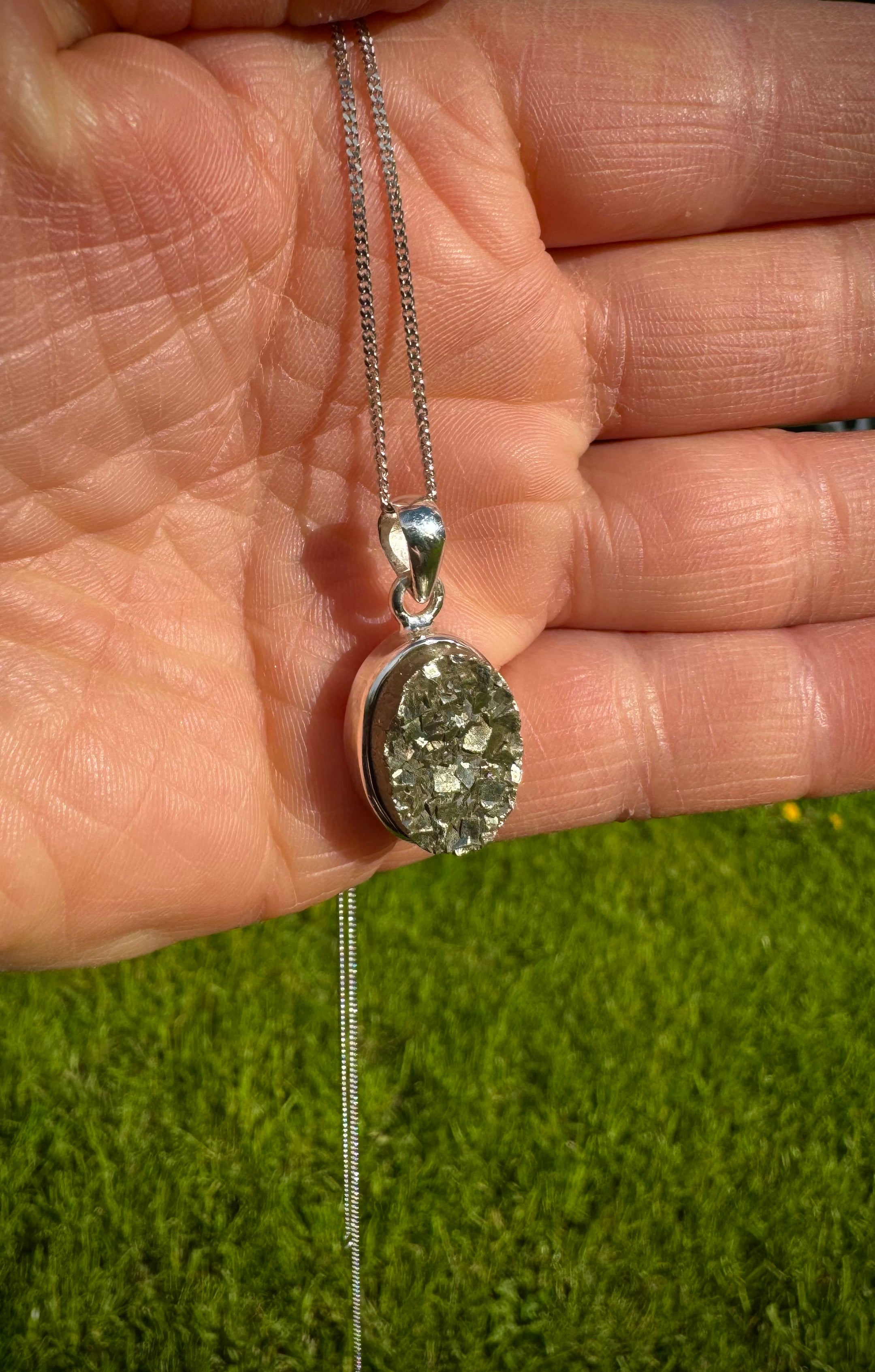 Collier pendentif Pyrite Druzy - Argent sterling 925, magnifique avec ou sans chaîne !