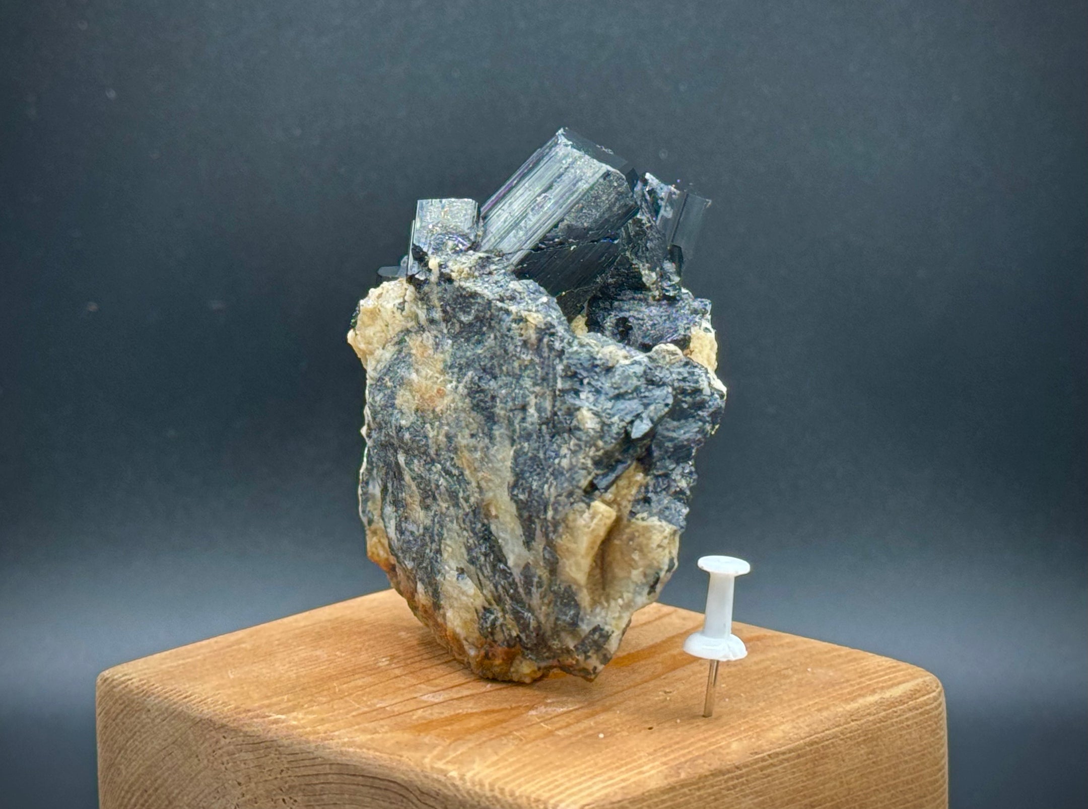 Natural Black Schorl Tourmaline Cluster with Light Feldspar from Pakistan, Beautiful, A++ - The Celestial Boutique