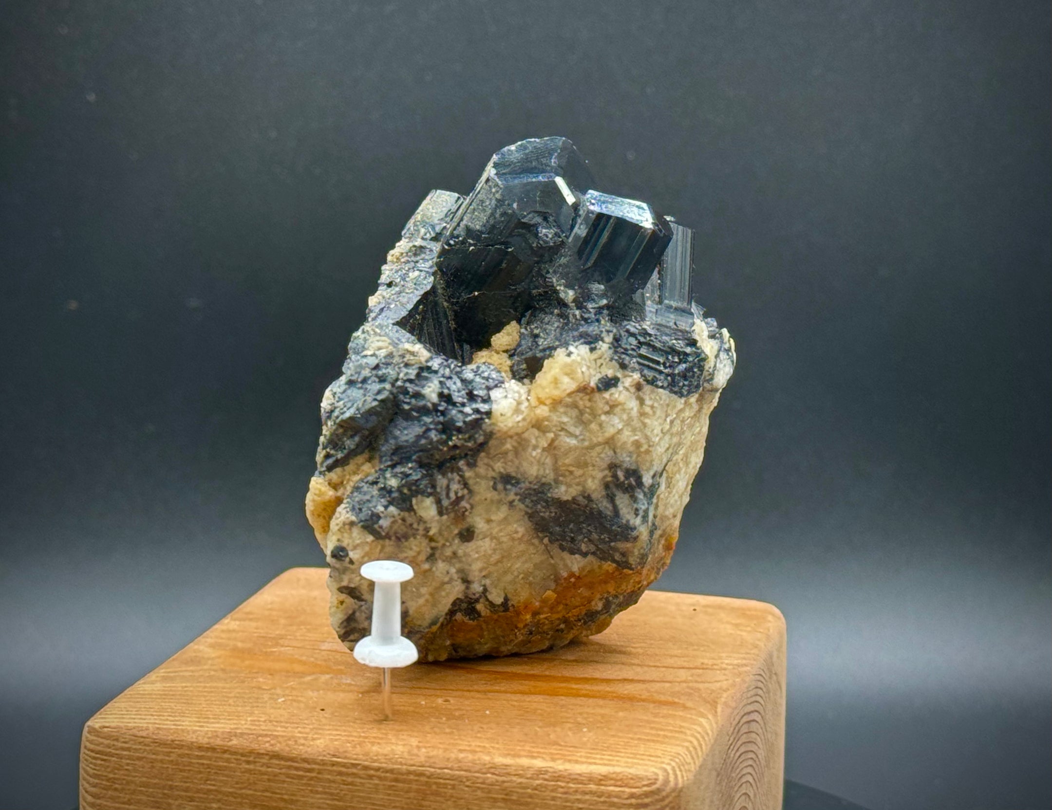 Natural Black Schorl Tourmaline Cluster with Light Feldspar from Pakistan, Beautiful, A++ - The Celestial Boutique