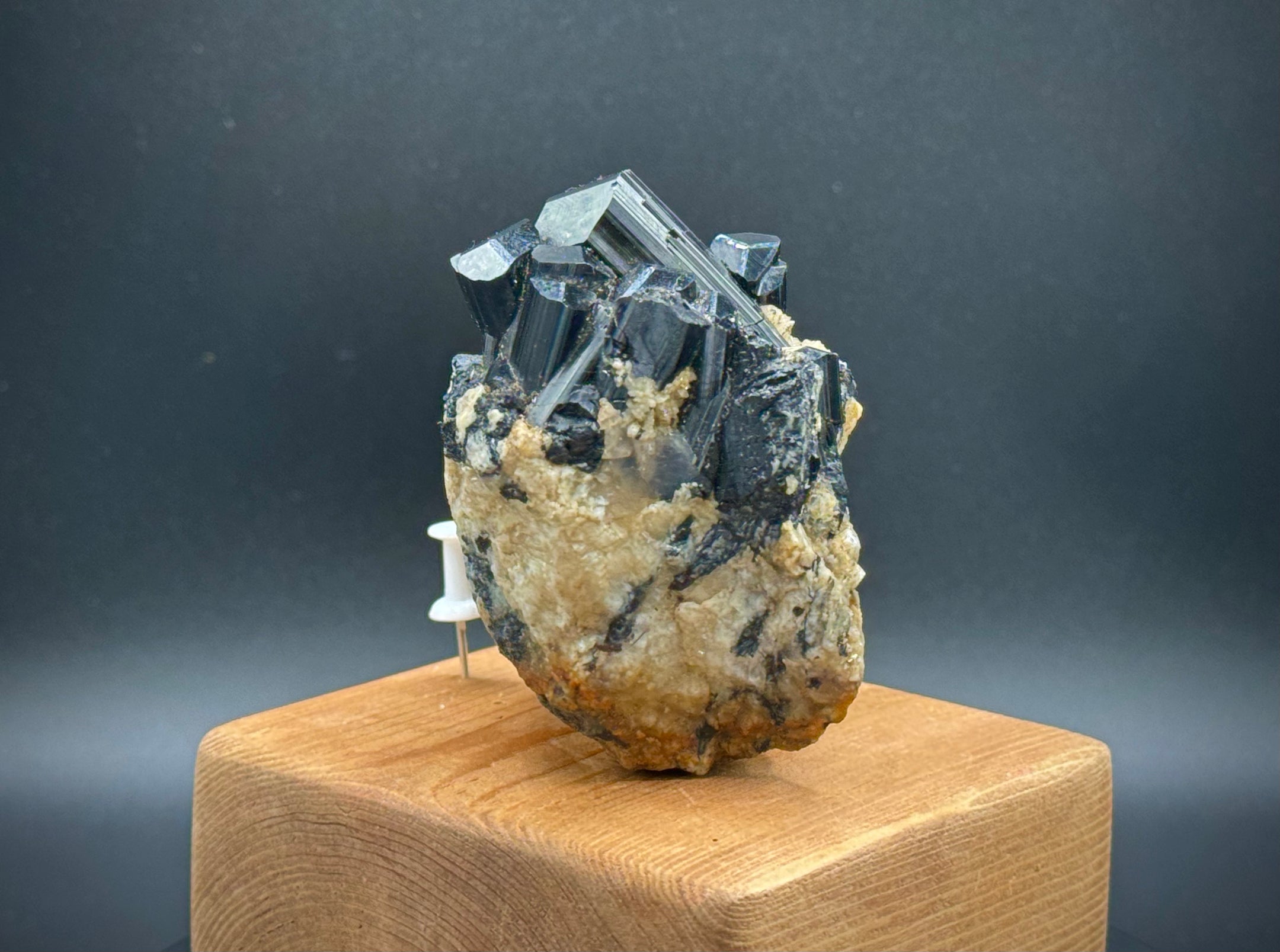 Natural Black Schorl Tourmaline Cluster with Light Feldspar from Pakistan, Beautiful, A++ - The Celestial Boutique