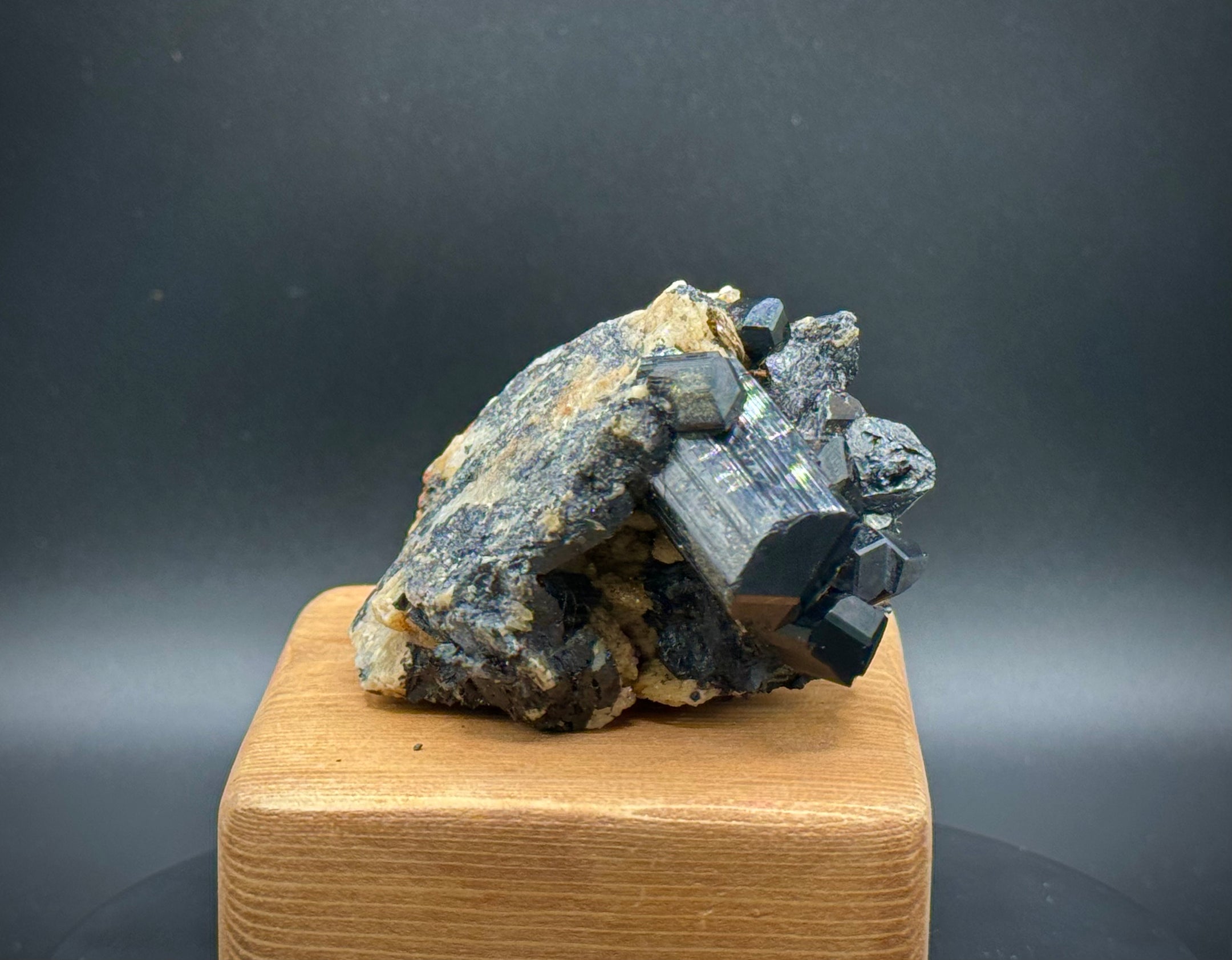 Natural Black Schorl Tourmaline Cluster with Light Feldspar from Pakistan, Beautiful, A++ - The Celestial Boutique