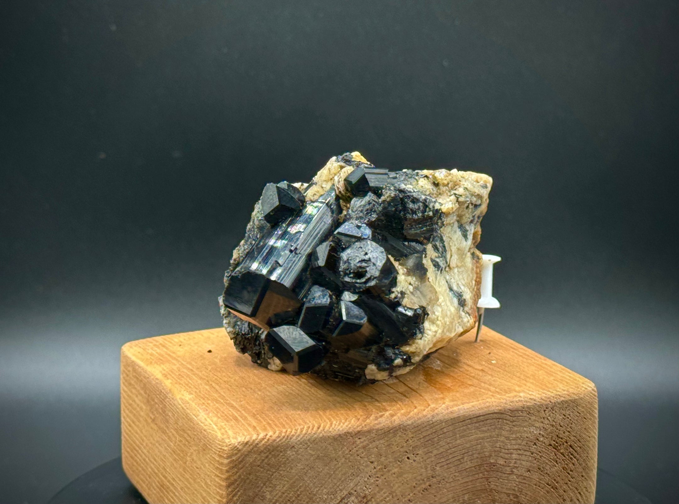 Natural Black Schorl Tourmaline Cluster with Light Feldspar from Pakistan, Beautiful, A++ - The Celestial Boutique