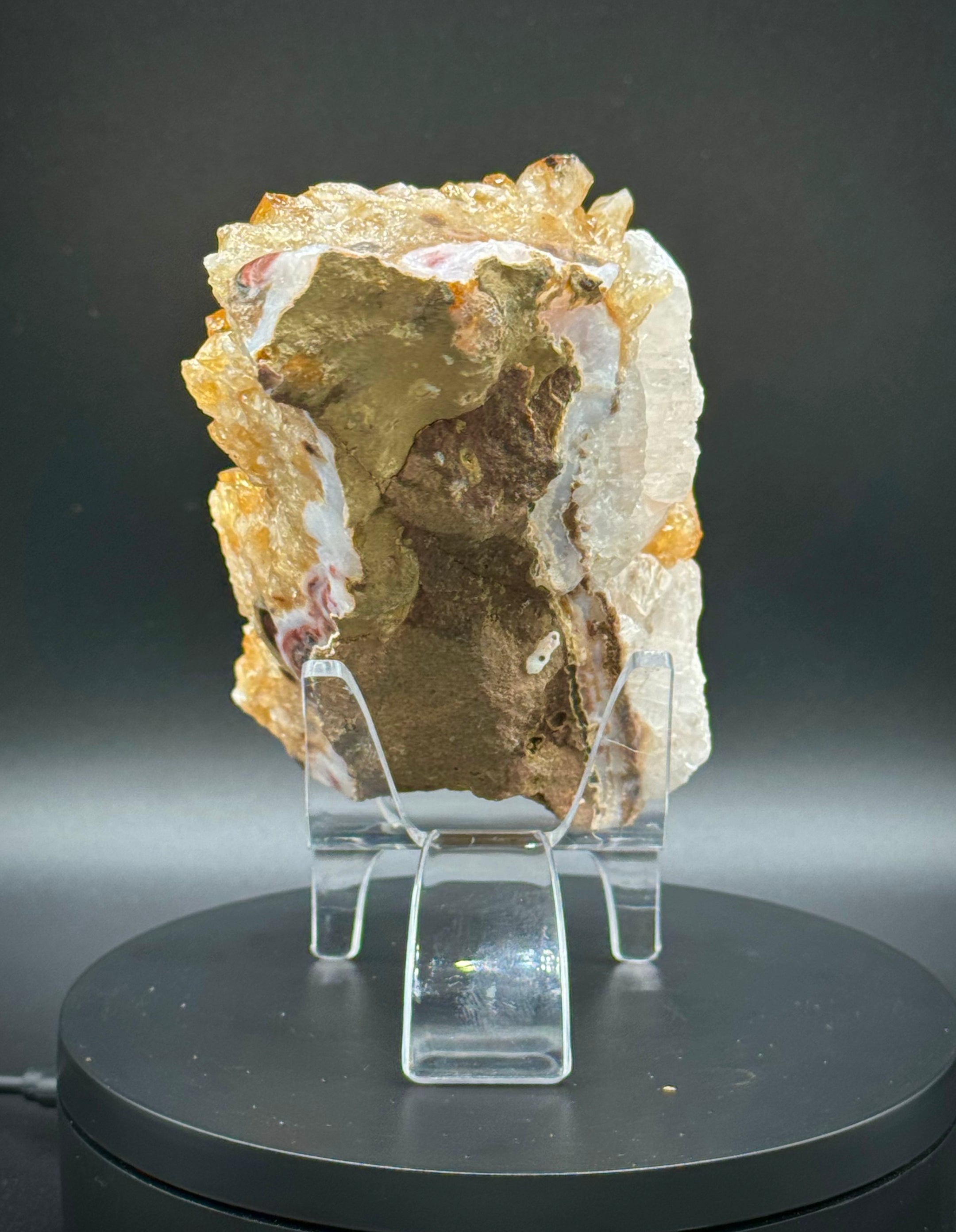 Beautiful Large Citrine Cluster with Quartz Inclusion from Brazil, 797 Grams, A+++ Super Extra Quality, Heat Treated - The Celestial Boutique