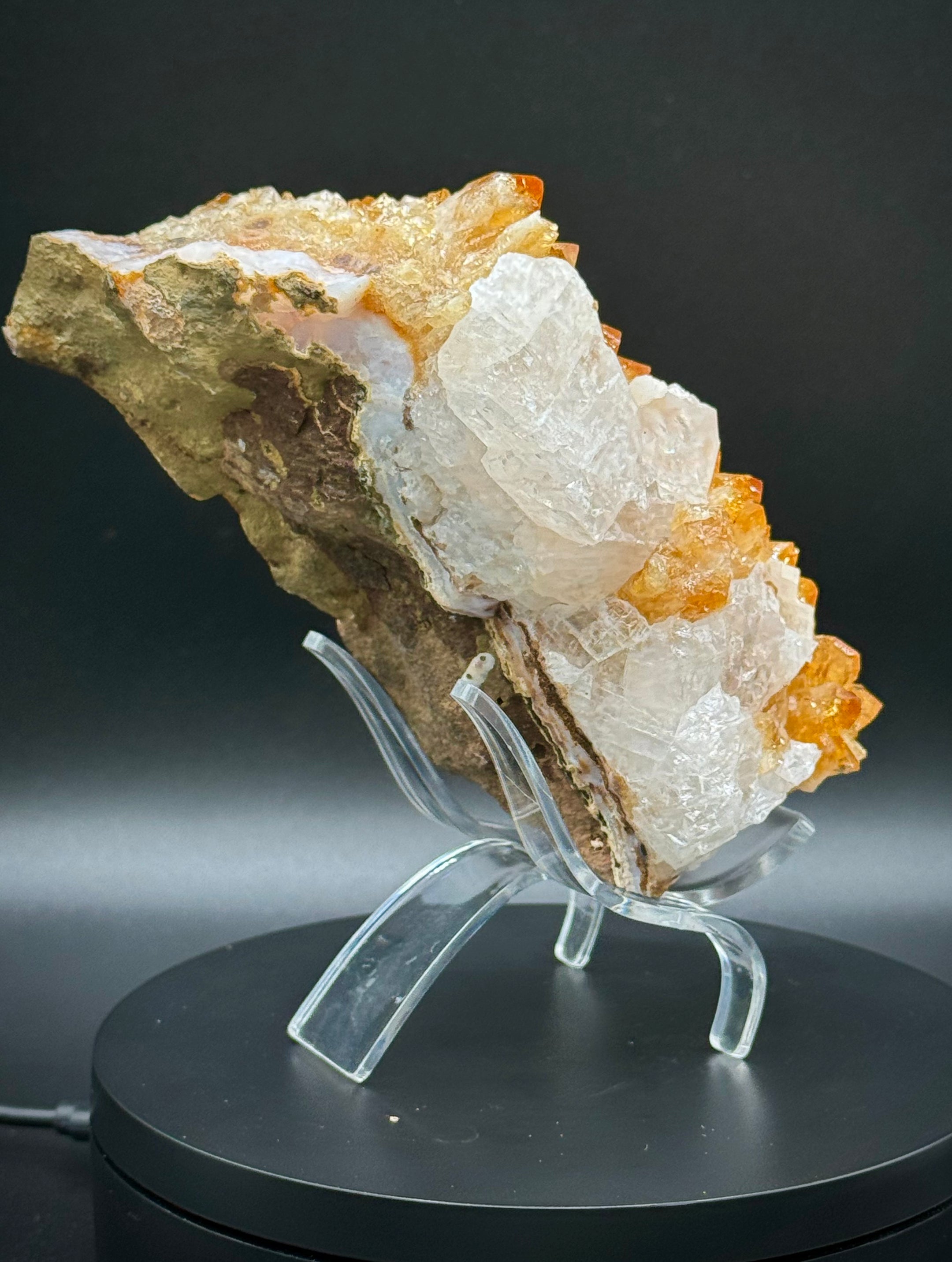 Beautiful Large Citrine Cluster with Quartz Inclusion from Brazil, 797 Grams, A+++ Super Extra Quality, Heat Treated - The Celestial Boutique