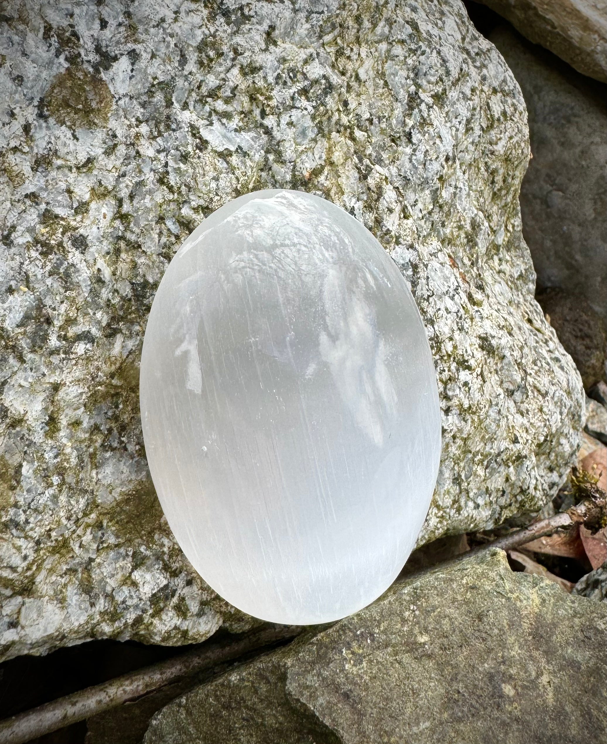 Polished Selenite Palm Stones From Brazil, Great Quality, High Vibration! - The Celestial Boutique