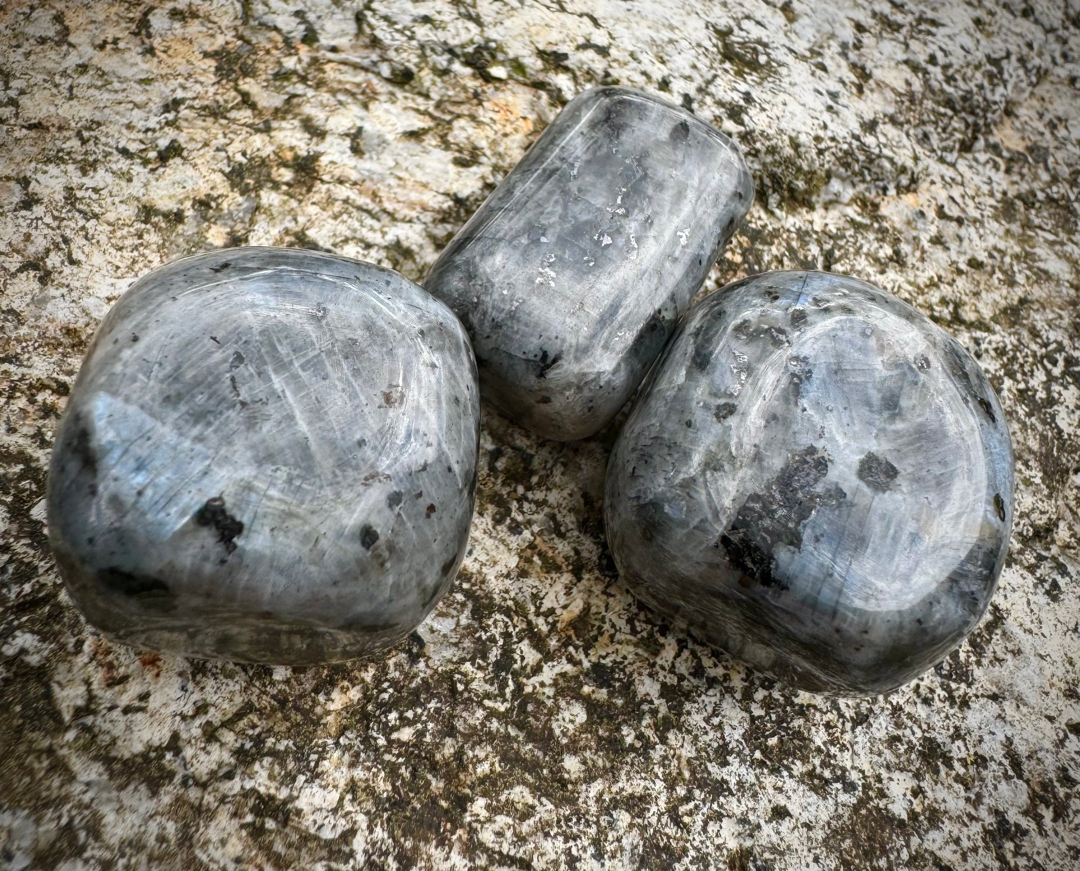 Flashy Natural Larvikite Tumble Stones from Pakistan, Beautiful and Authentic A+ Quality - The Celestial Boutique