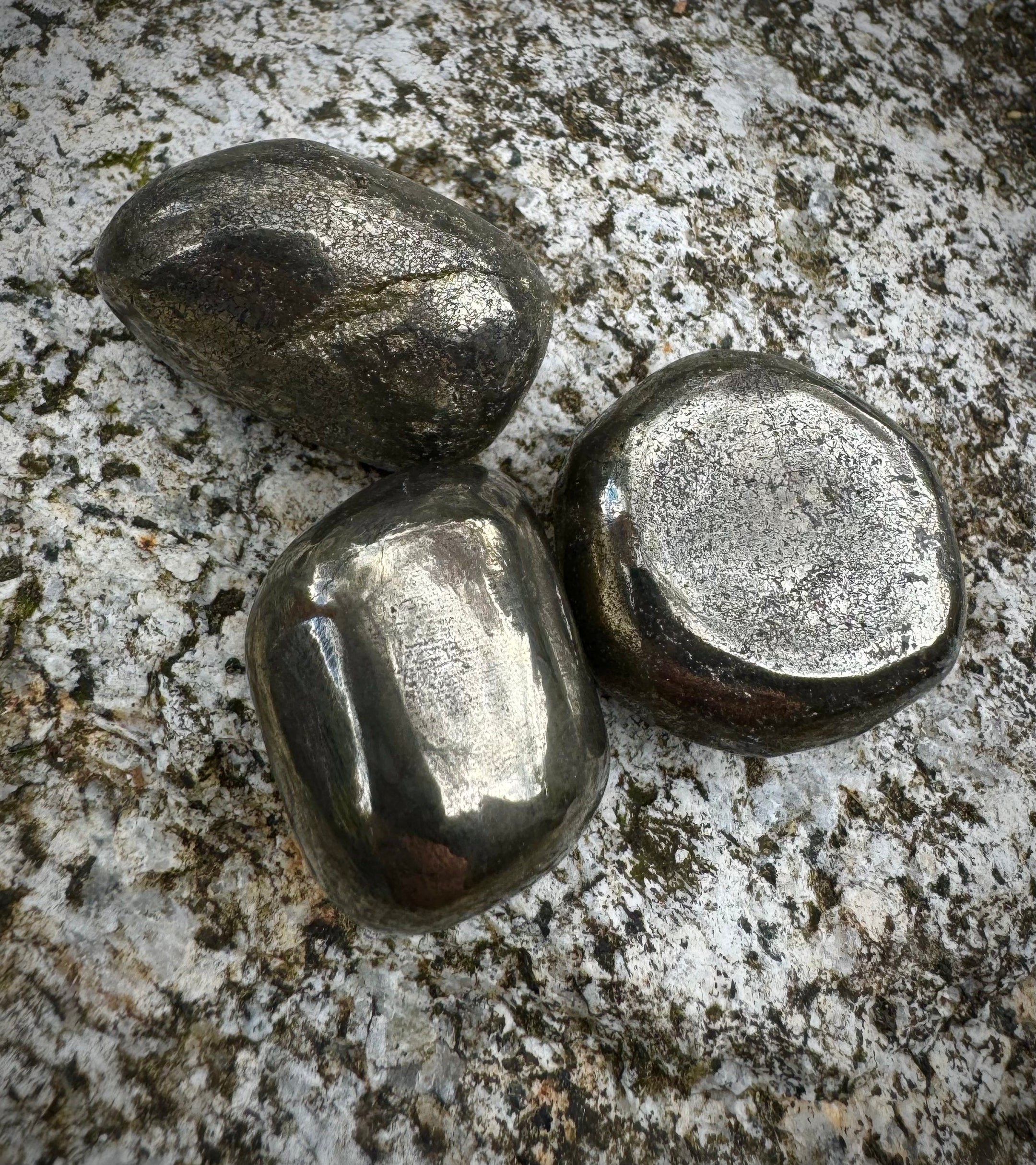 Pyrite Tumbled Stones, Great Quality, Available in Packs of 1, 2, or 3 Stones - The Celestial Boutique