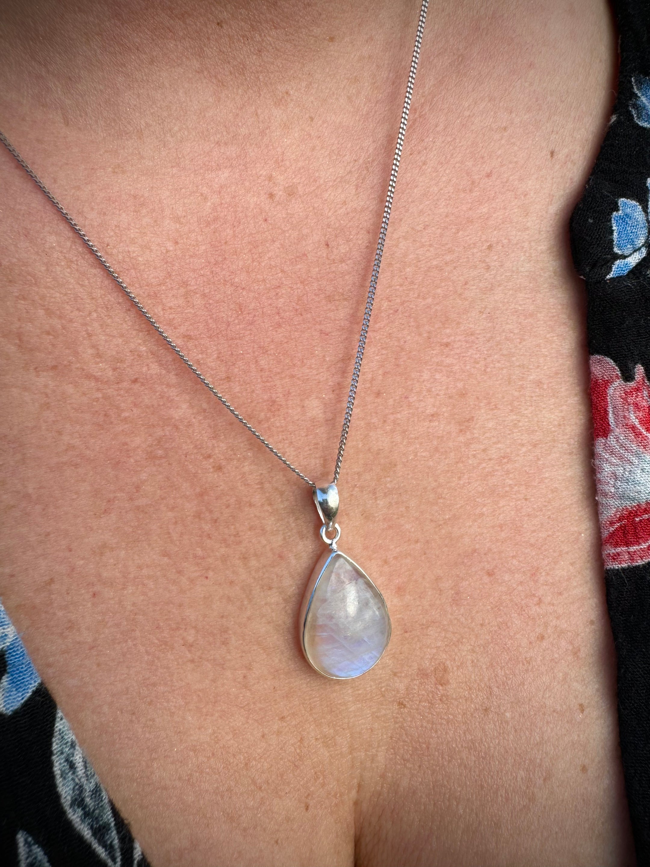 Rainbow Moonstone Pendant Necklace - 925 Sterling Silver, Beautiful with or without Chain! - The Celestial Boutique