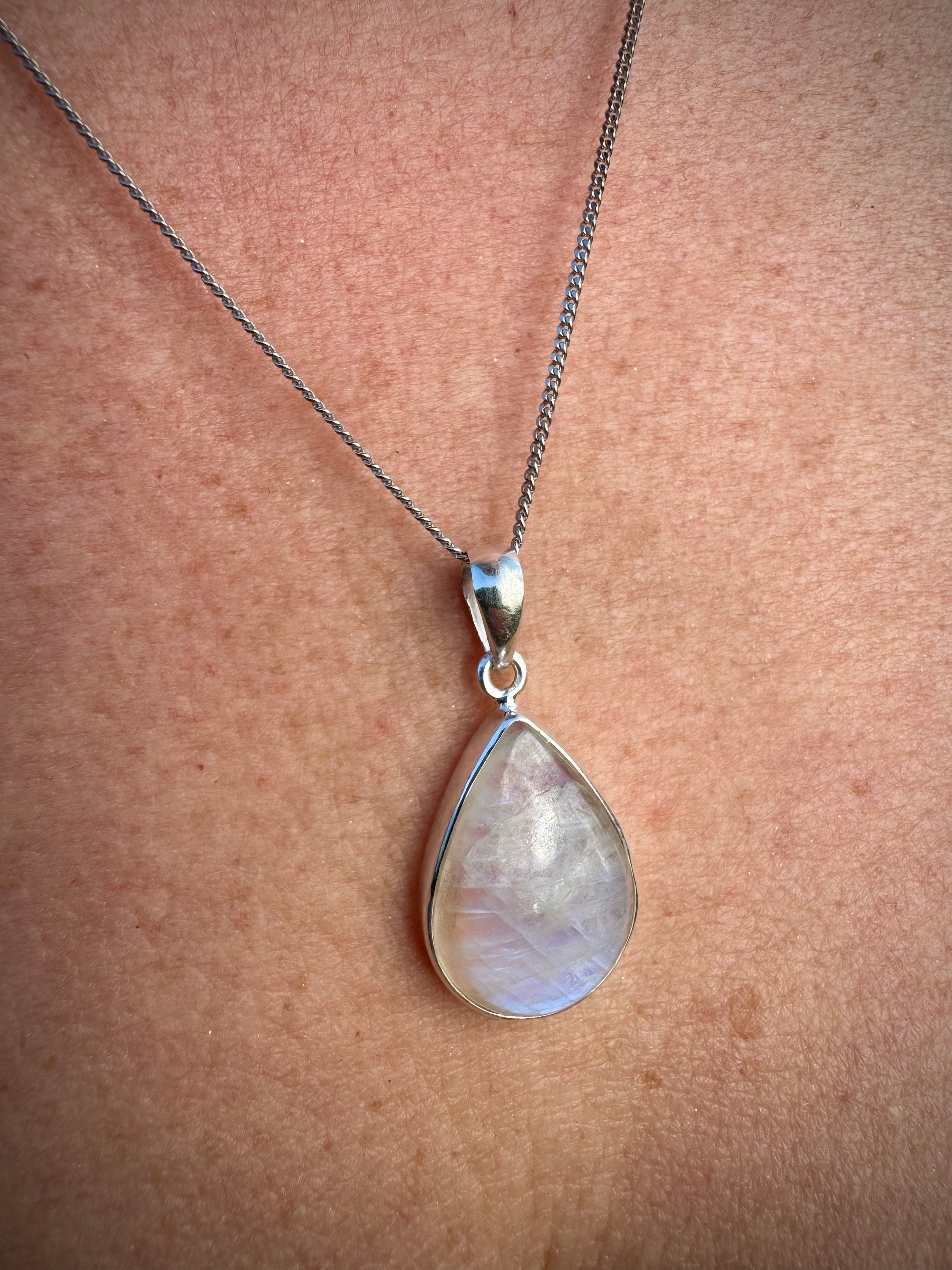 Rainbow Moonstone Pendant Necklace - 925 Sterling Silver, Beautiful with or without Chain! - The Celestial Boutique