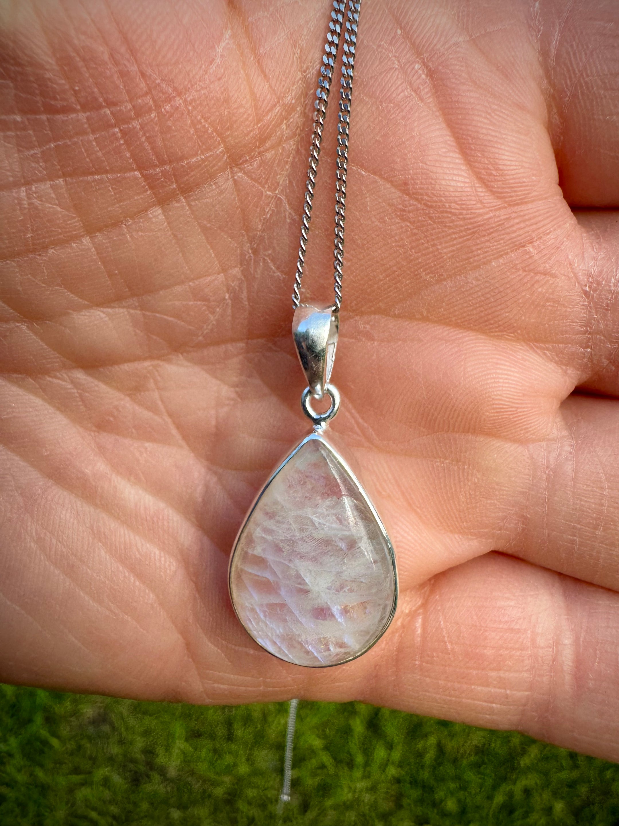 Rainbow Moonstone Pendant Necklace - 925 Sterling Silver, Beautiful with or without Chain! - The Celestial Boutique