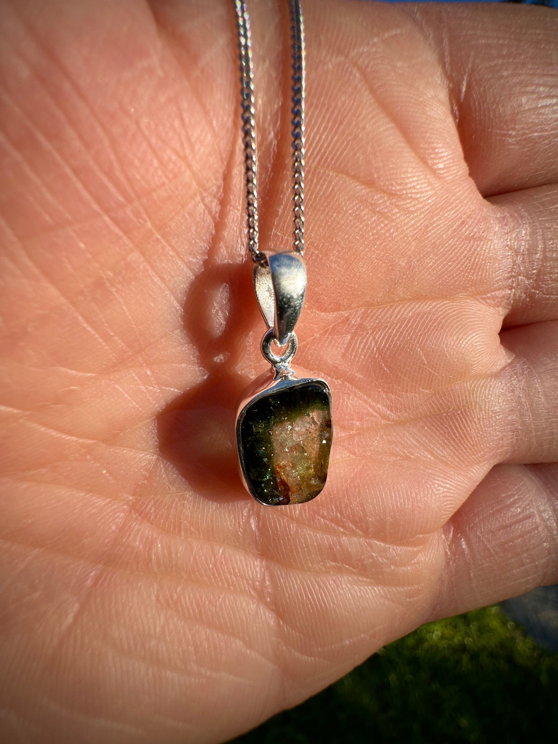 Watermelon Tourmaline Pendant Necklace - 925 Sterling Silver, Stunning Gemstone Jewelry, Beautiful with or without Chain - The Celestial Boutique