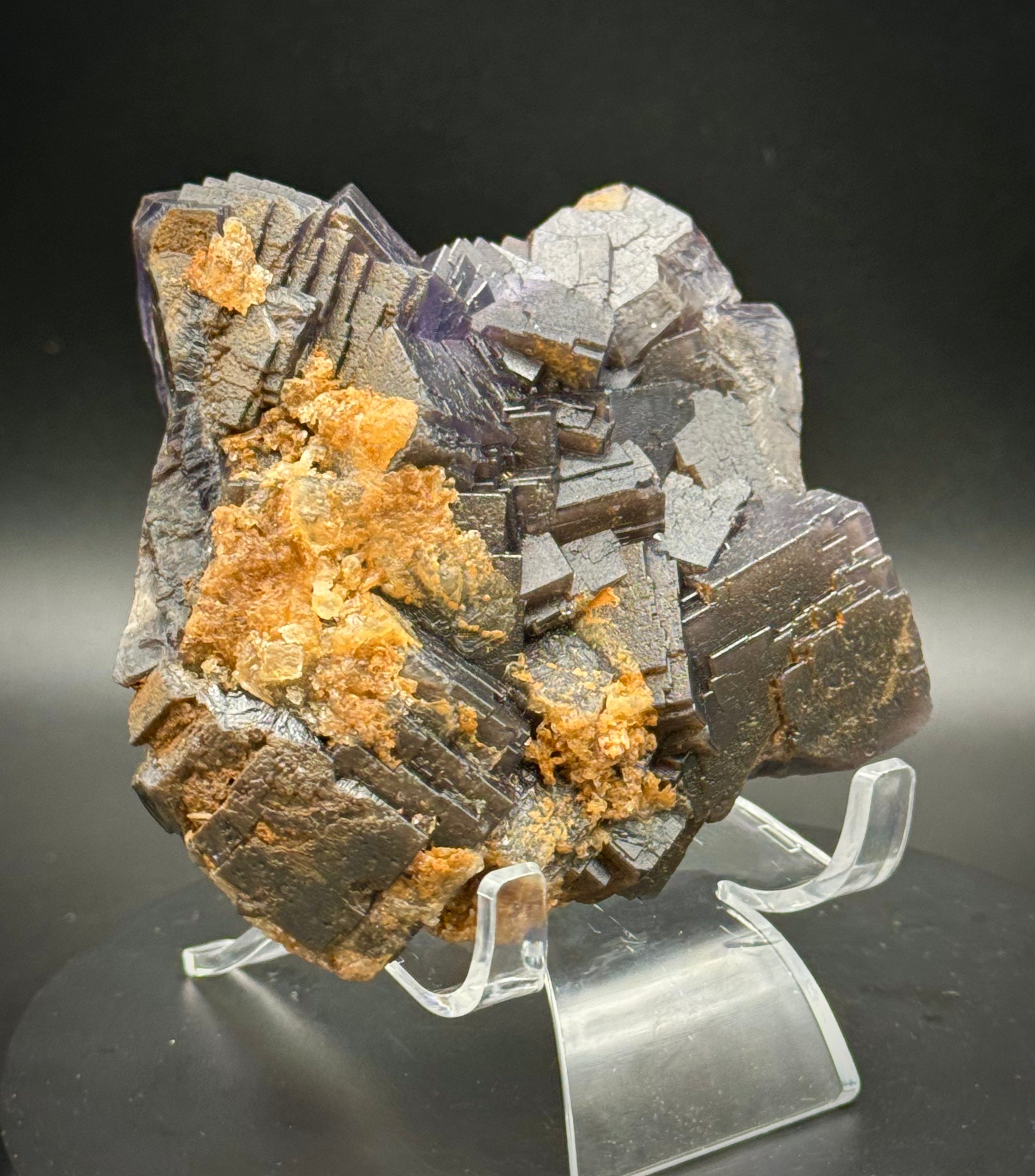 Magnifique spécimen de fluorite violette cubique du Pakistan, qualité supérieure, qualité A+++