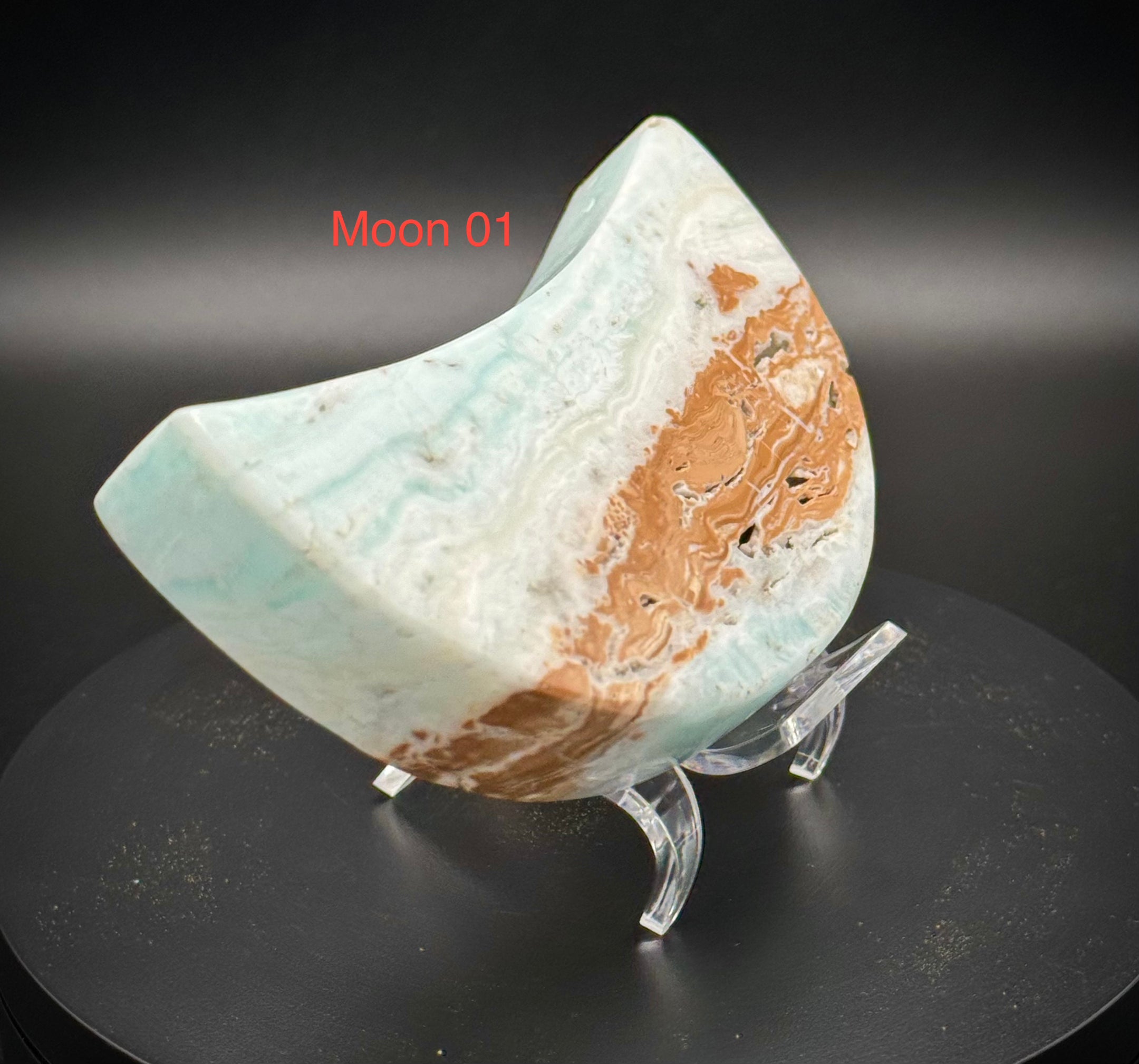 Natural Druzy Caribbean Calcite Moon Carvings from Pakistan, A++ Quality, Beautiful and Authentic! - The Celestial Boutique