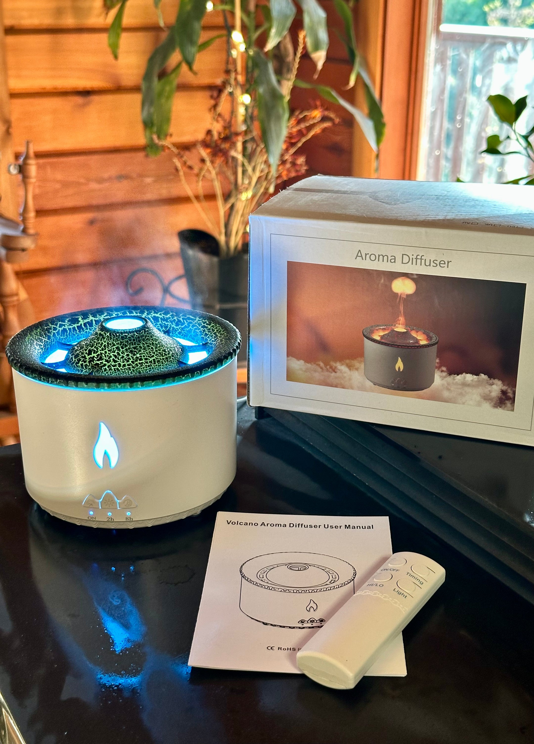 Volcanic Flame Aroma Diffuser, Mushroom Cloud, Super Cool and Tranquil, High Quality, Long Run Time, Remote - The Celestial Boutique