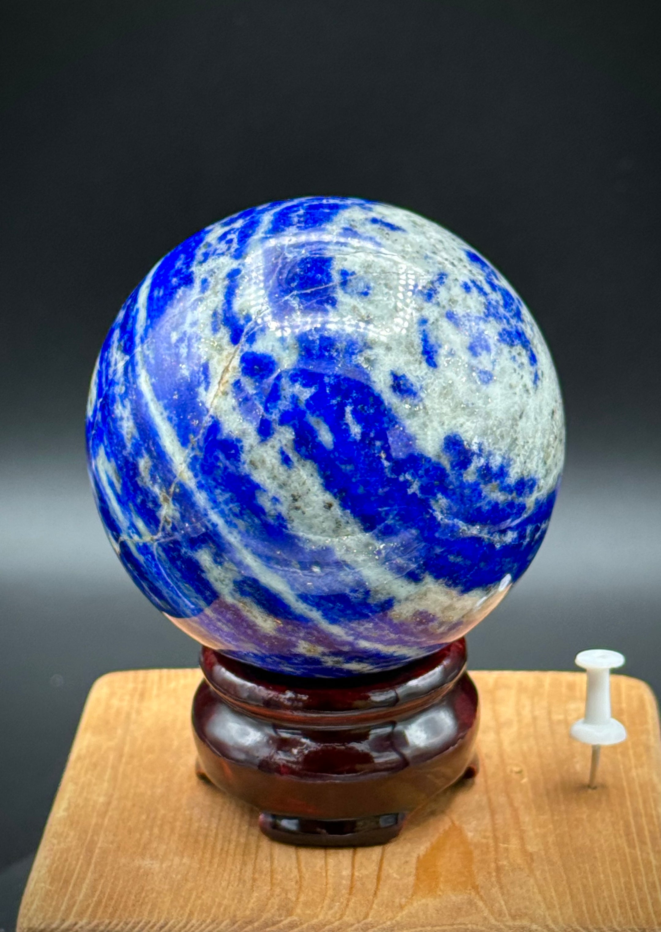 Natural Lapis Lazuli Sphere from Pakistan with Pyrite Inclusions, Beautiful and Authentic, A+++ Quality - The Celestial Boutique