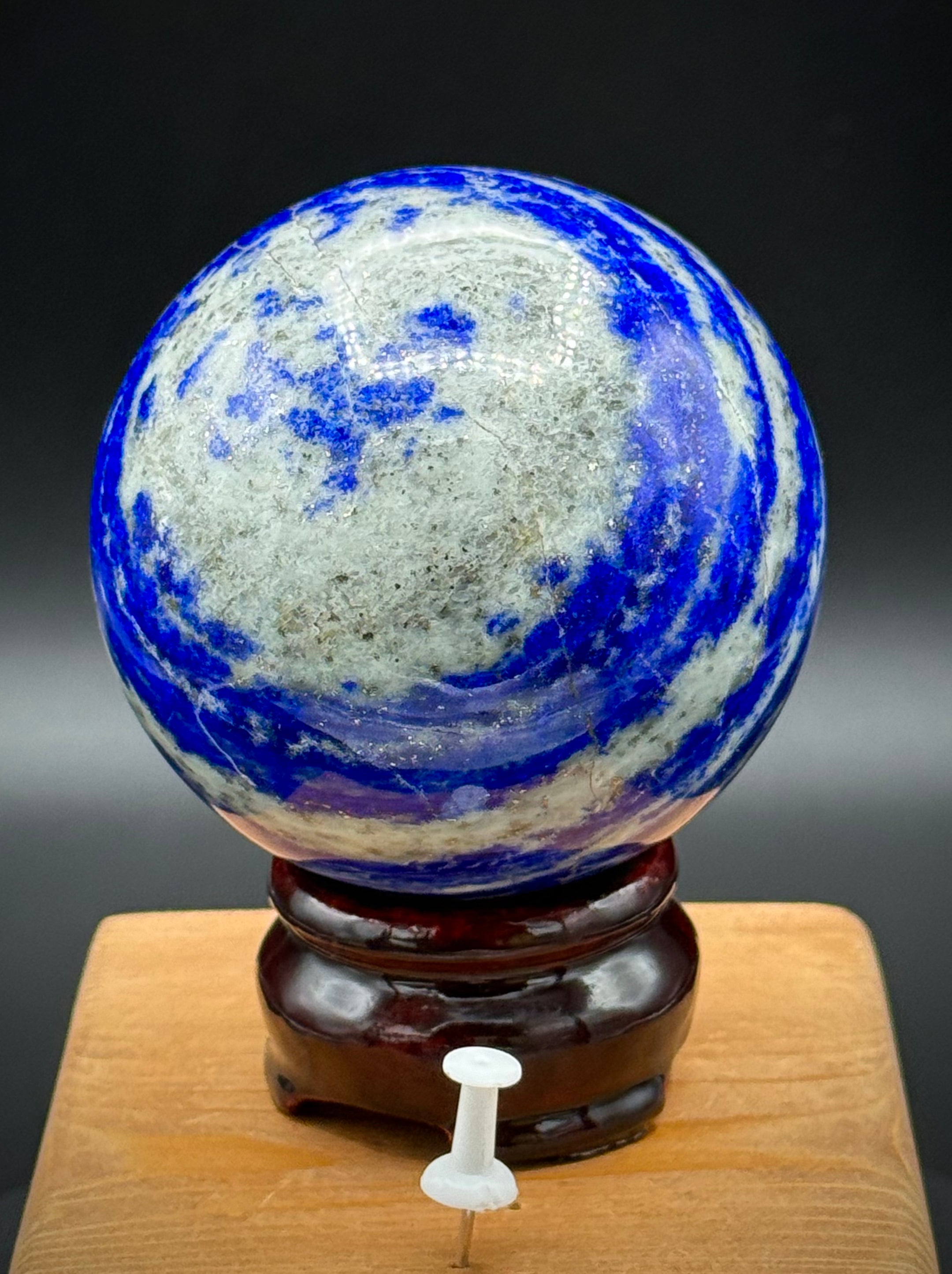 Natural Lapis Lazuli Sphere from Pakistan with Pyrite Inclusions, Beautiful and Authentic, A+++ Quality - The Celestial Boutique