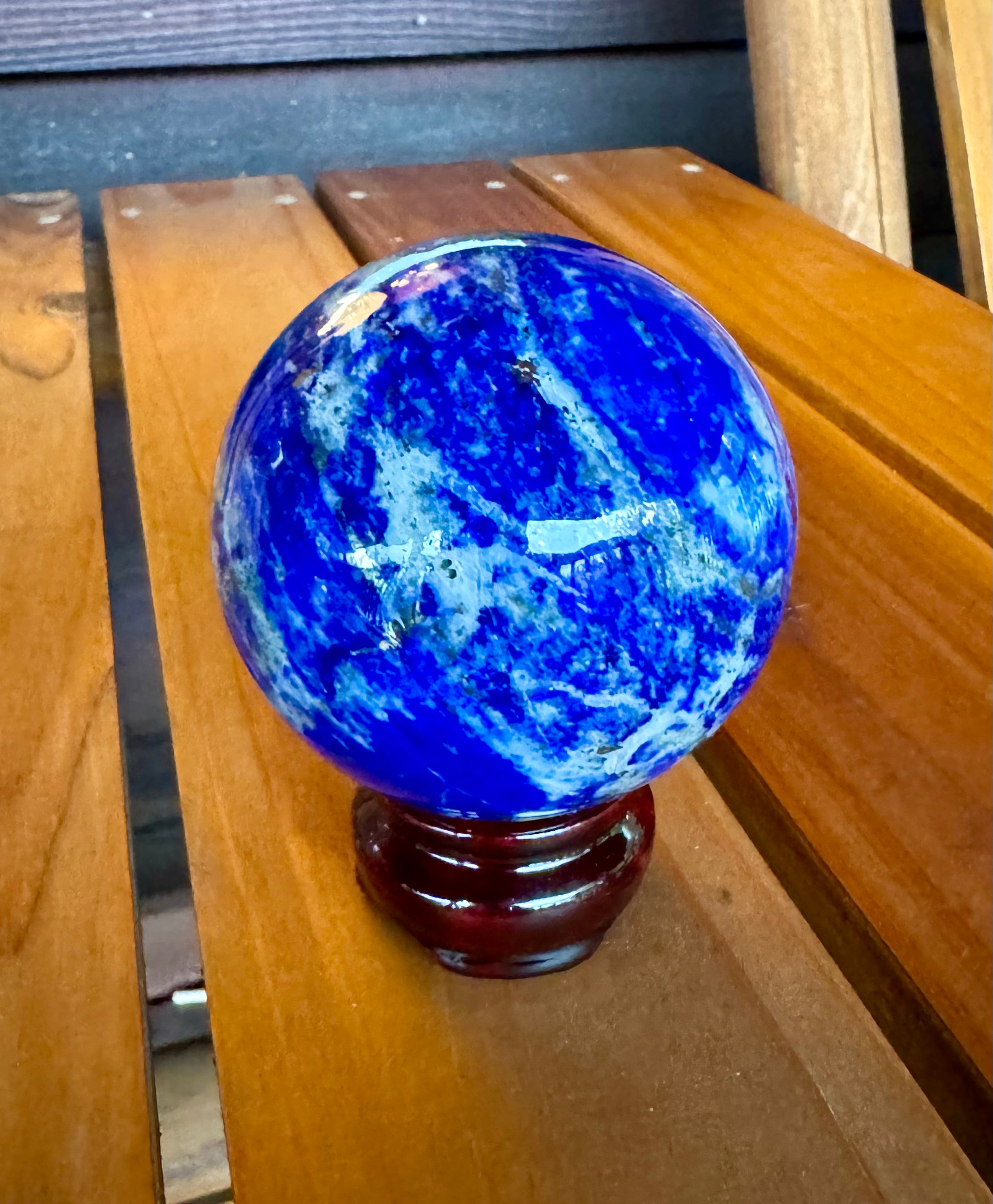 Sphère de Lapis Lazuli naturelle du Pakistan avec inclusions de pyrite, belle et authentique, qualité A+++